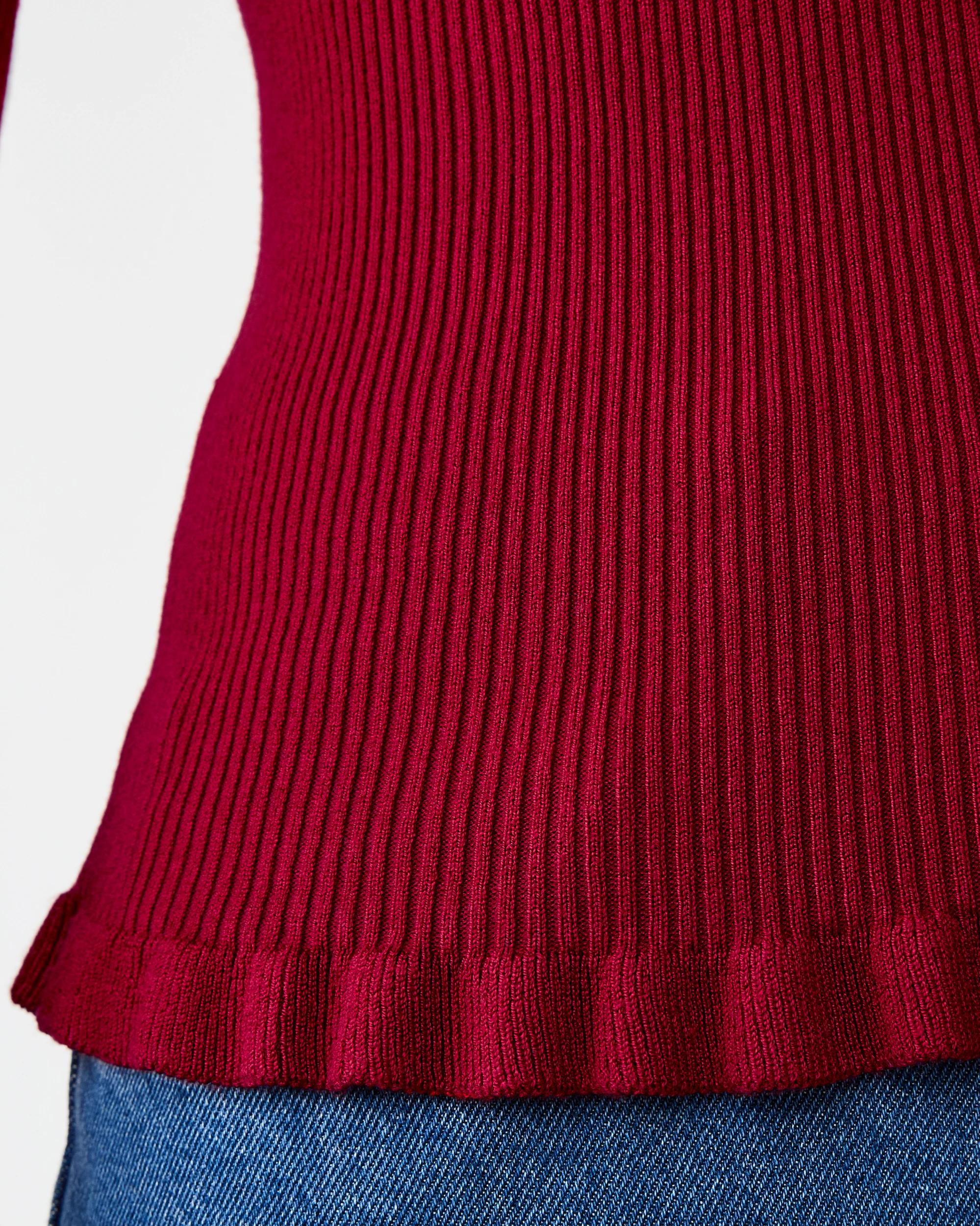 6 Long Sleeve Frill Top Spice Red, 6 of 7