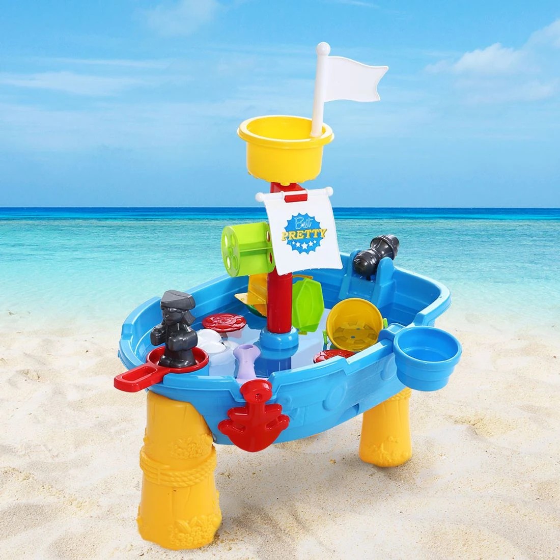 3 Keezi Kids Sandpit Pretend Play Set Outdoor Toys Water Table Activity Play Set - Blue, 3 of 5