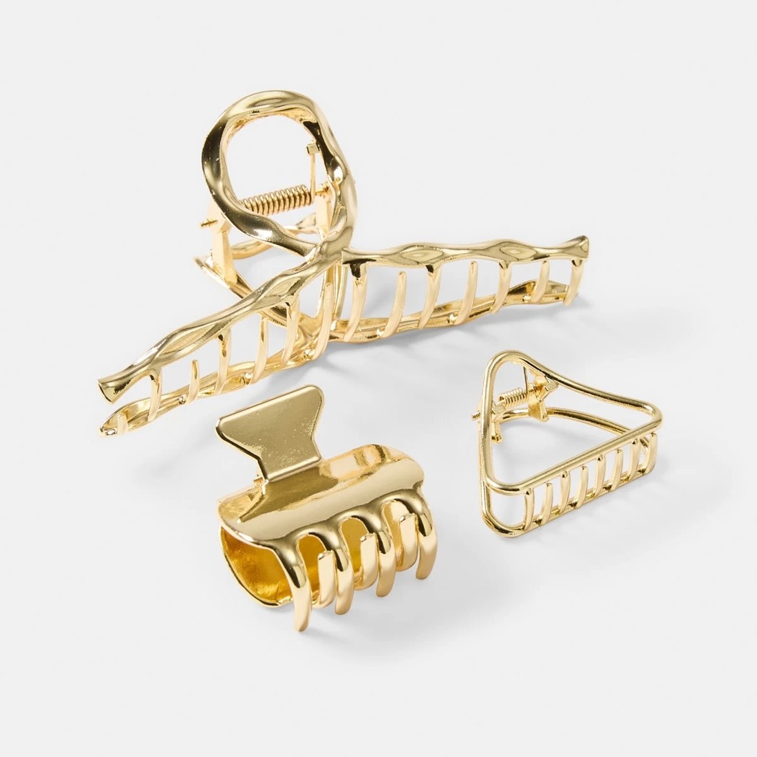 1 3 Pack Gold Tone Mix Statement Claw Hair Clips, 1 of 4