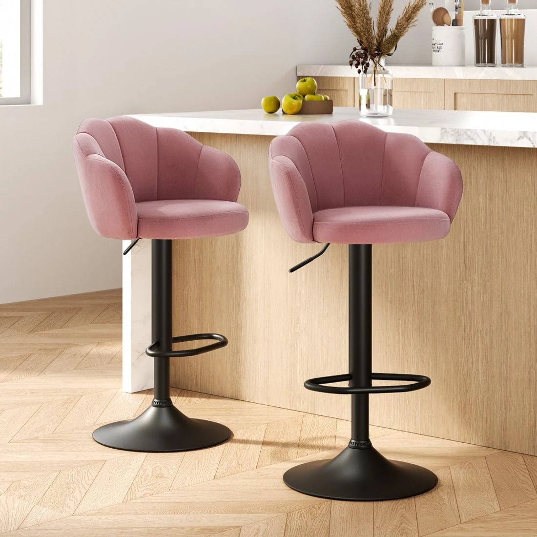 3 Artiss 2x Bar Stools Gas Lift - Pink, 3 of 4