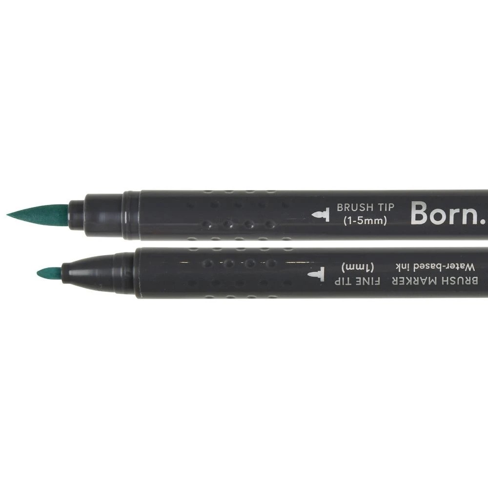 2 Born Professional Brush Dual-Tip Marker Pond Green 296, 2 of 4