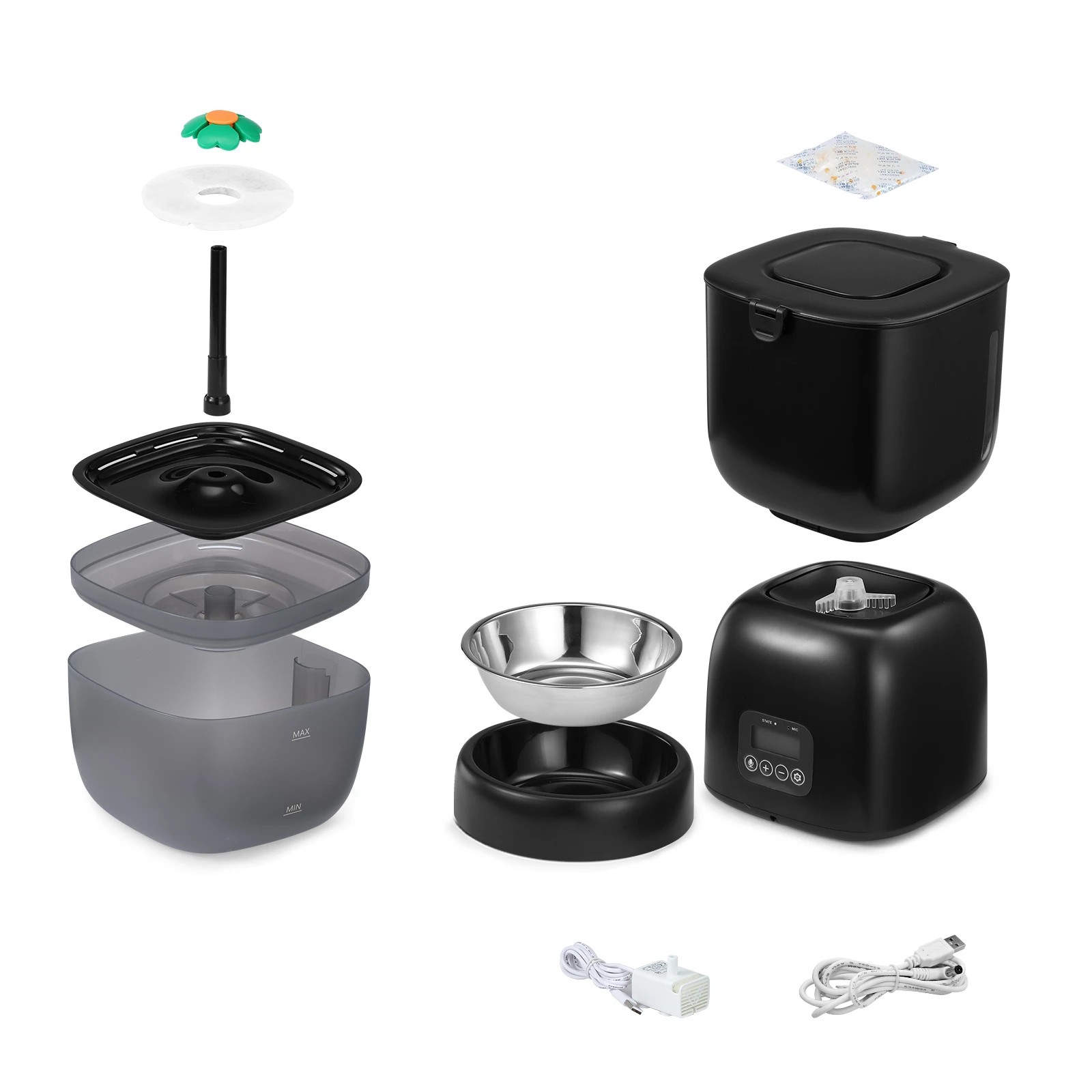 2 Pet Scene Auto Pet Cat Feeder 3L Food 2L Water Dispenser Dog Feeding, 2 of 5