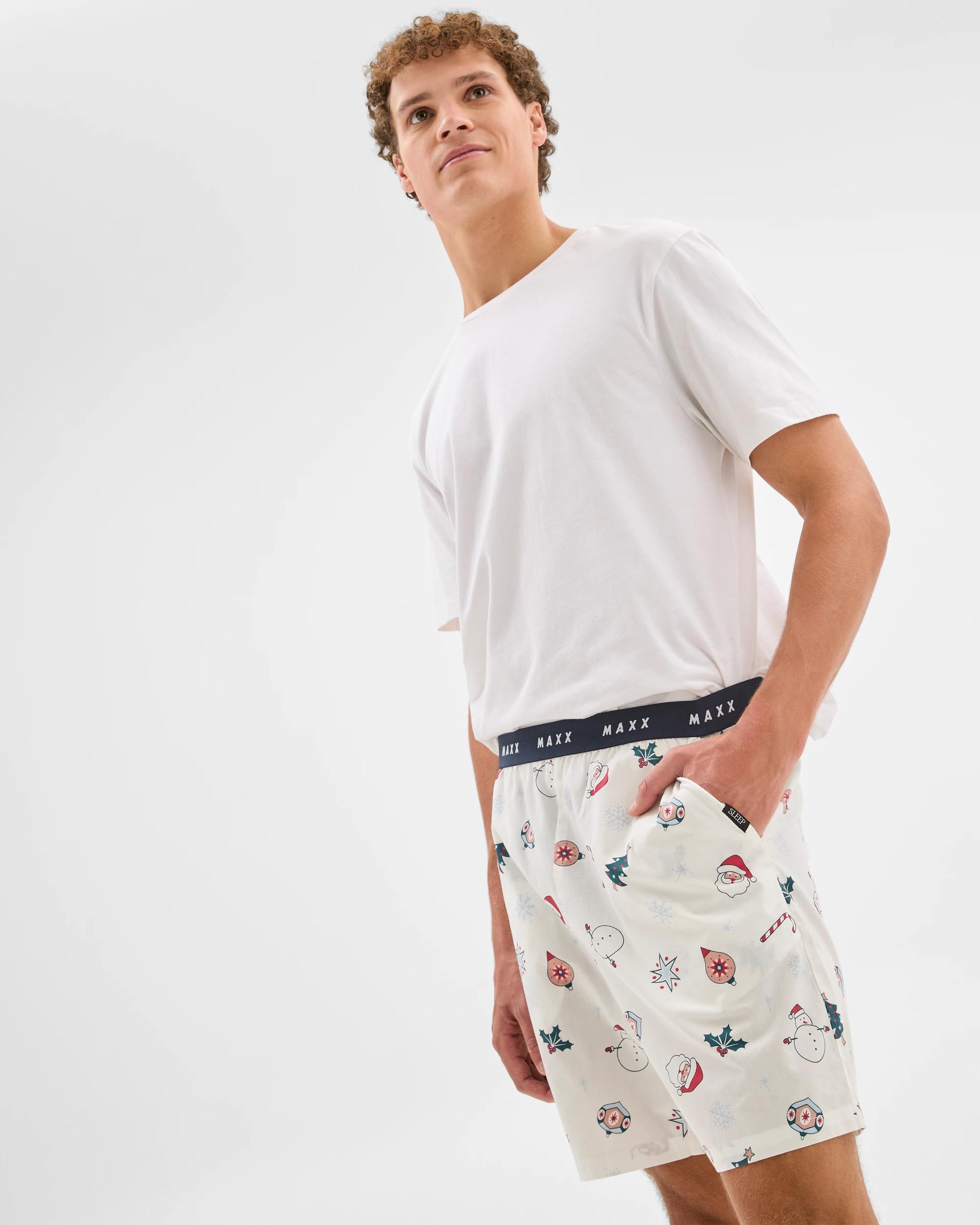 3 Australian Cotton Poplin Christmas Mens Sleep Shorts - Maxx CHRISTMAS ICONS, 3 of 6
