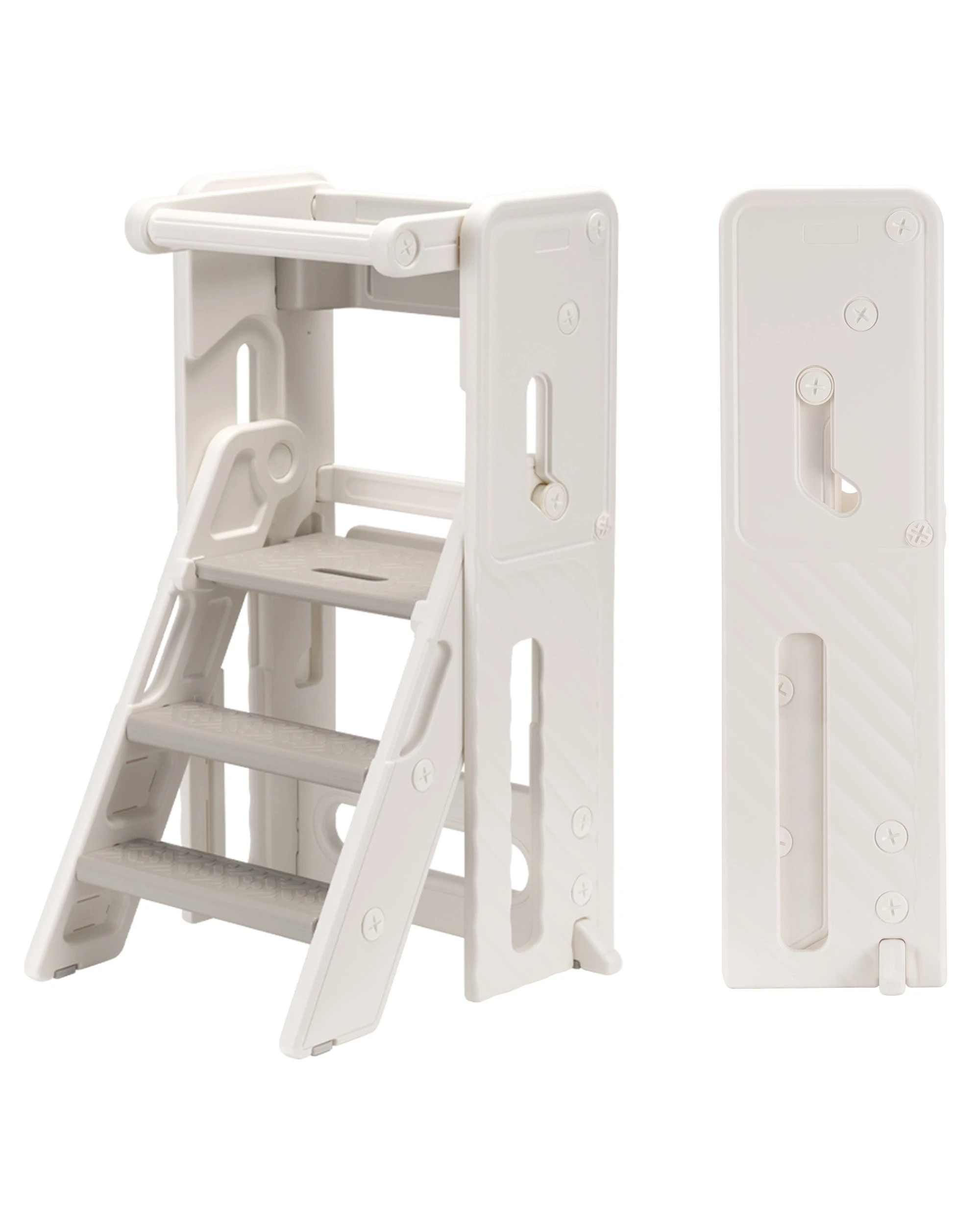 1 PlayPals Foldable Toddler Tower Adjustable Height Kitchen Step Stool - Grey, 1 of 10
