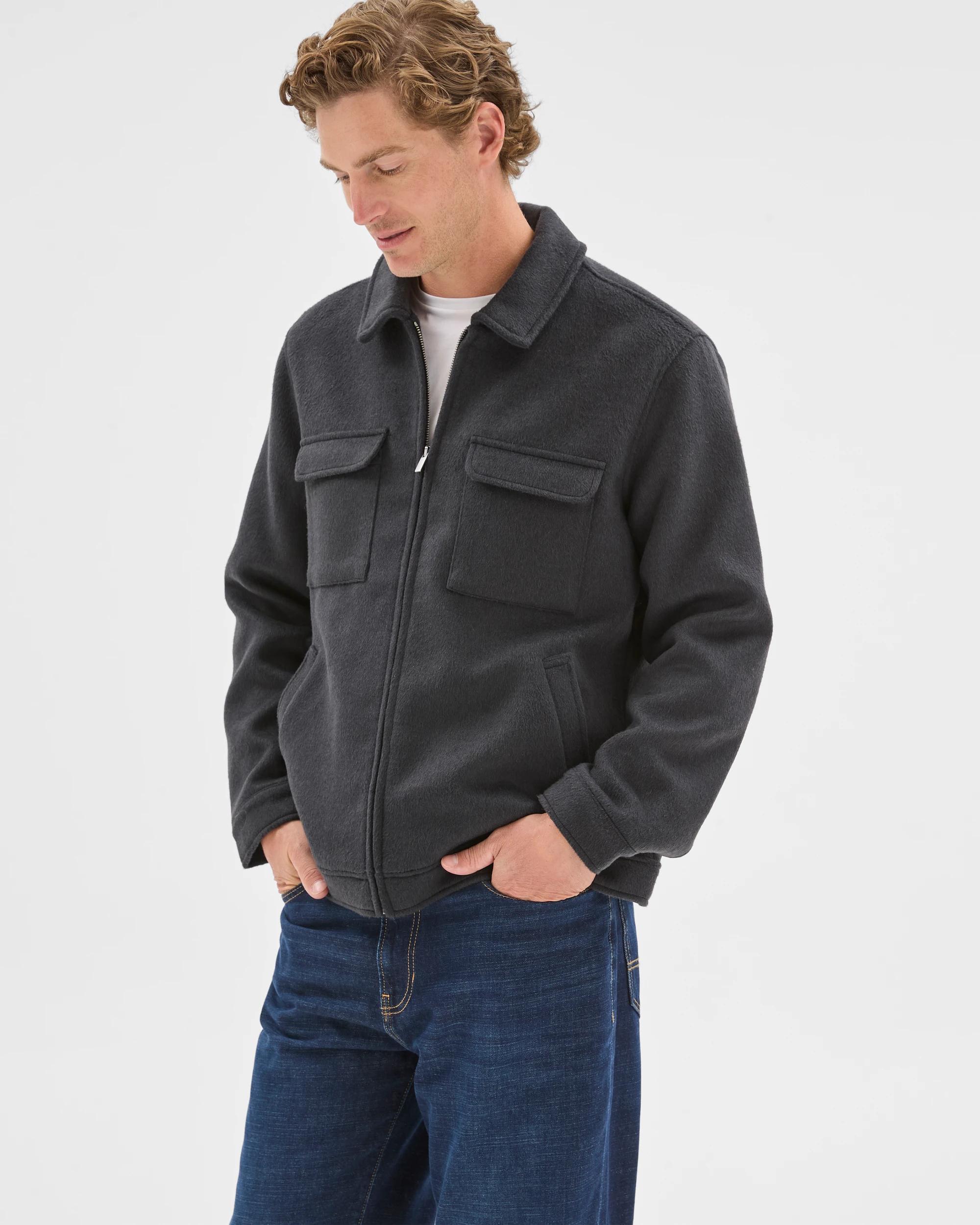 1 Preview Melton Jacket BLACK, 1 of 7