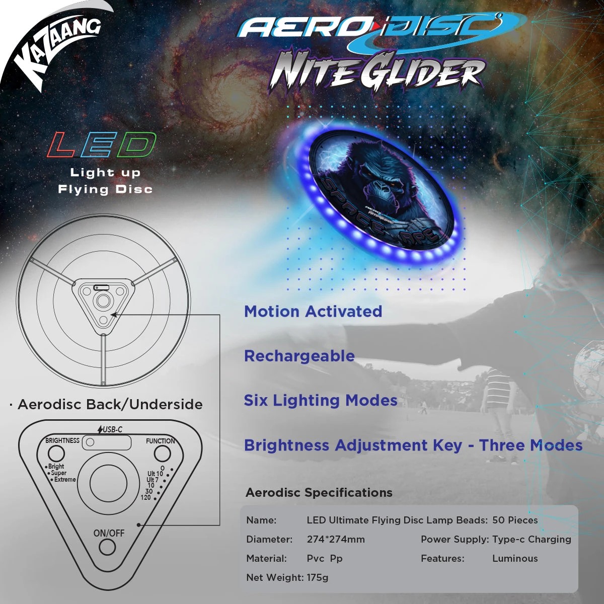 4 Kazaang Aero Disc Nite Glider - Space Ape, 4 of 8