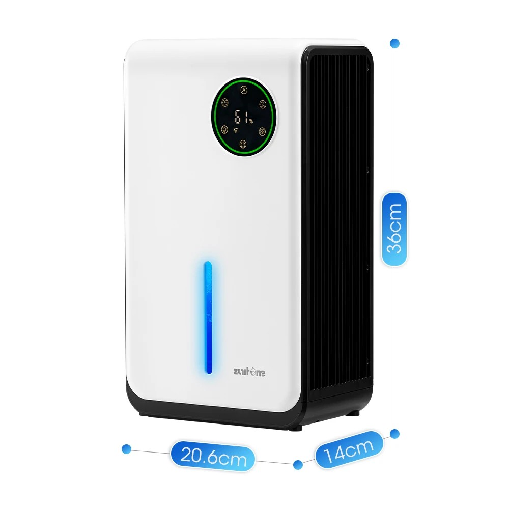 2 ZUNI 2L Air Dehumidifier Moisture Absorber 500-1000ml/day for Home Office 50m² - White, 2 of 3
