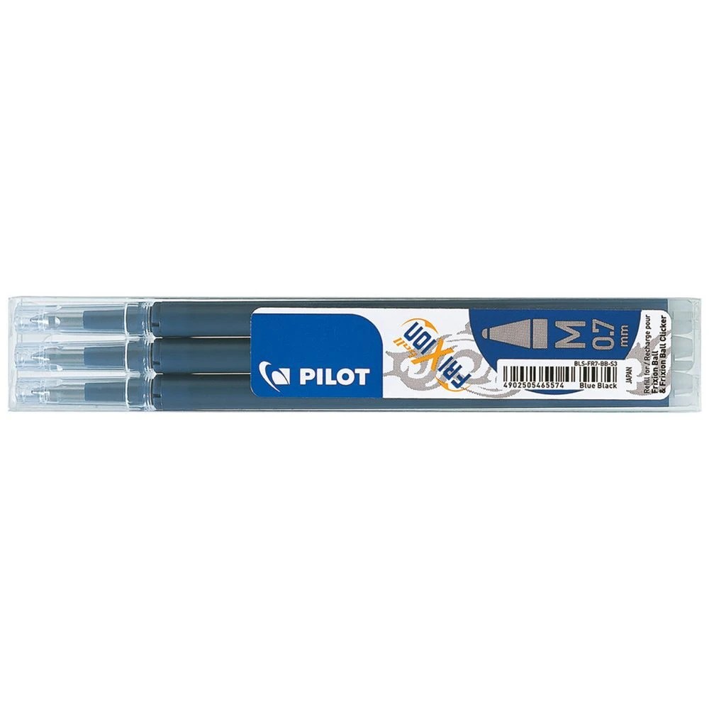 1 PILOT Frixion Erasable Gel Ink Refill 0.7mm Blue Black 3 Pack, 1 of 3