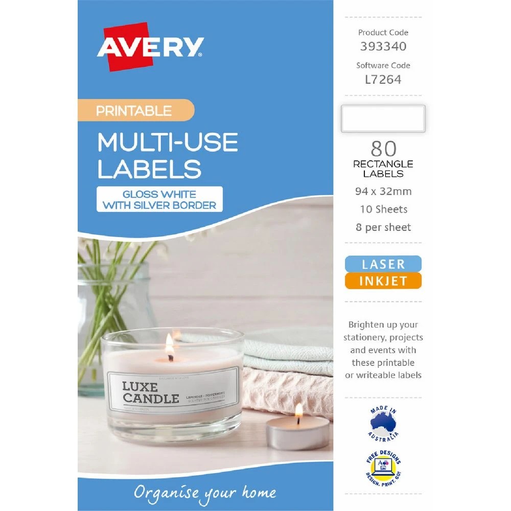 1 Avery 8UP A5 Laser Labels Silver Border 10 Pack, 1 of 4