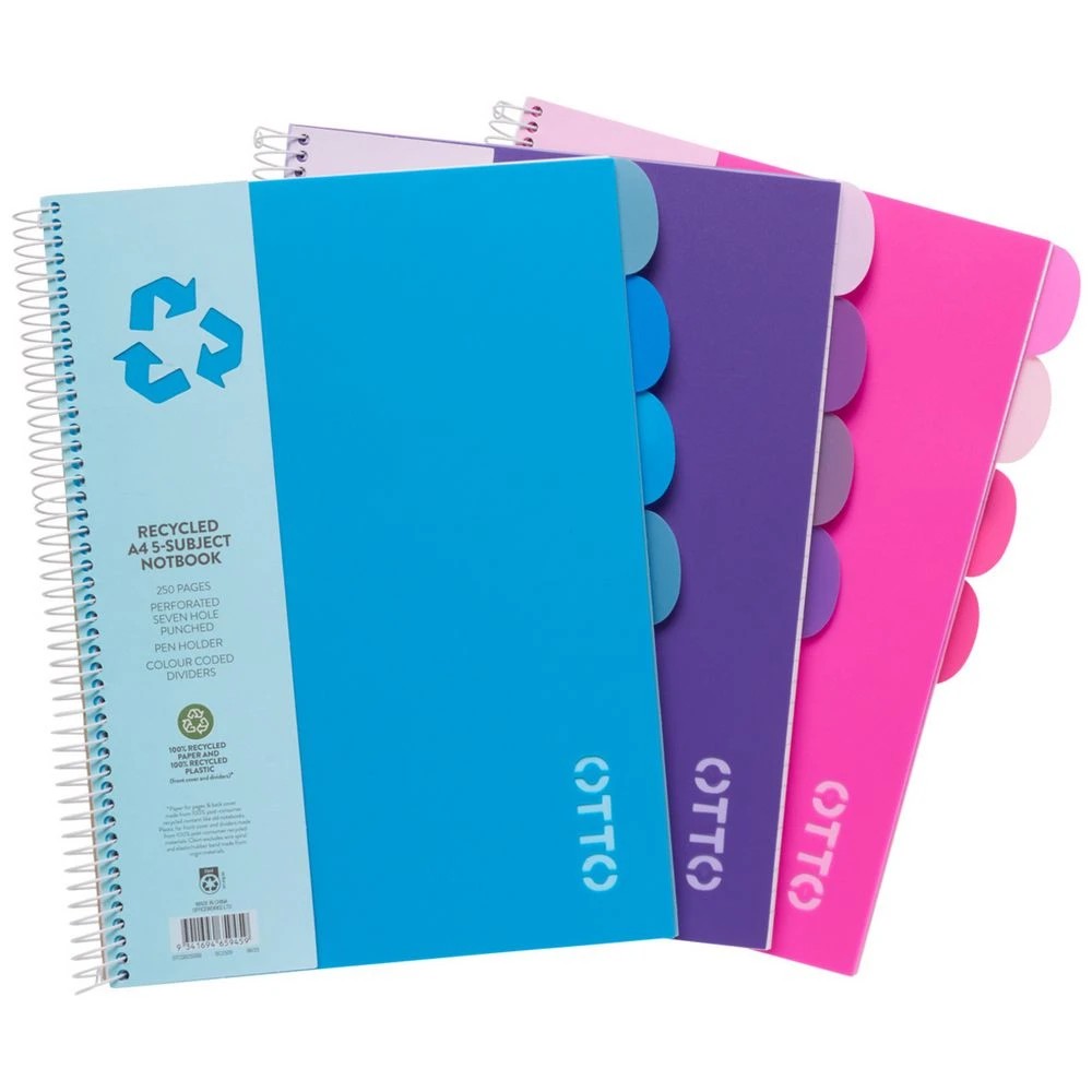 5 Otto A4 5 Subject Notebook 250 Page Hot Pink, 5 of 5