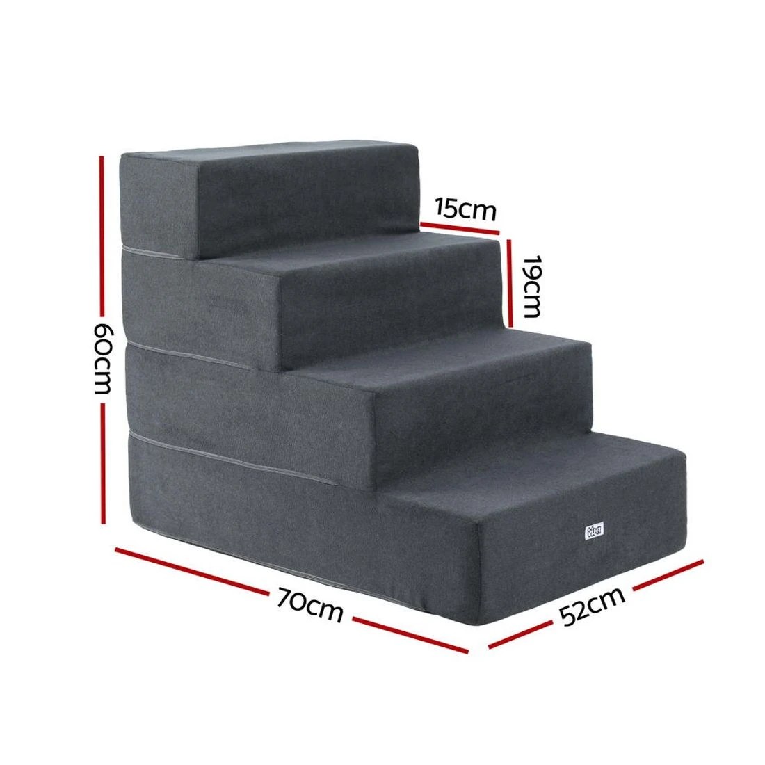 1 i.Pet 60cm Dog Ramp 4 Steps Foam Dog Cover Stairs Portable Pet Ladder For Sofa Bed - Grey, 1 of 4