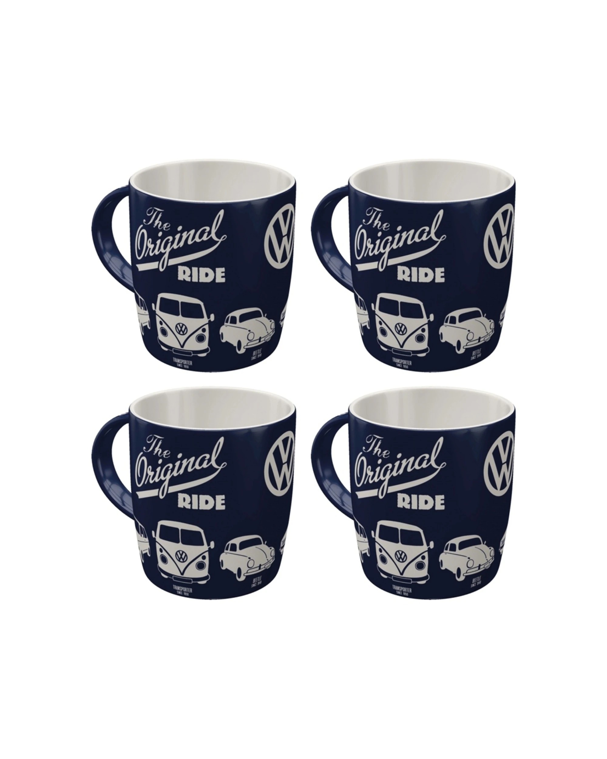 1 Nostalgic-Art 4PK Ceramic Mug 330ml Retro Design - VW The Original Ride - Black, 1 of 5