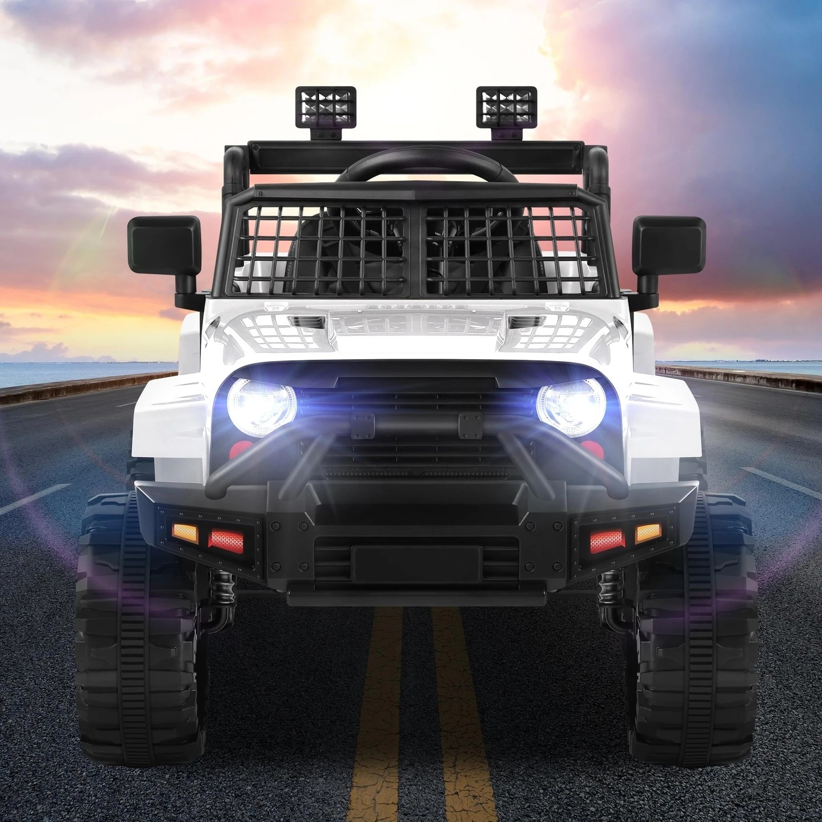 2 Alfordson Kids Ride On Car Toy Jeep Electric 12V 70W Motors R/C LED Lights - White, 2 of 10