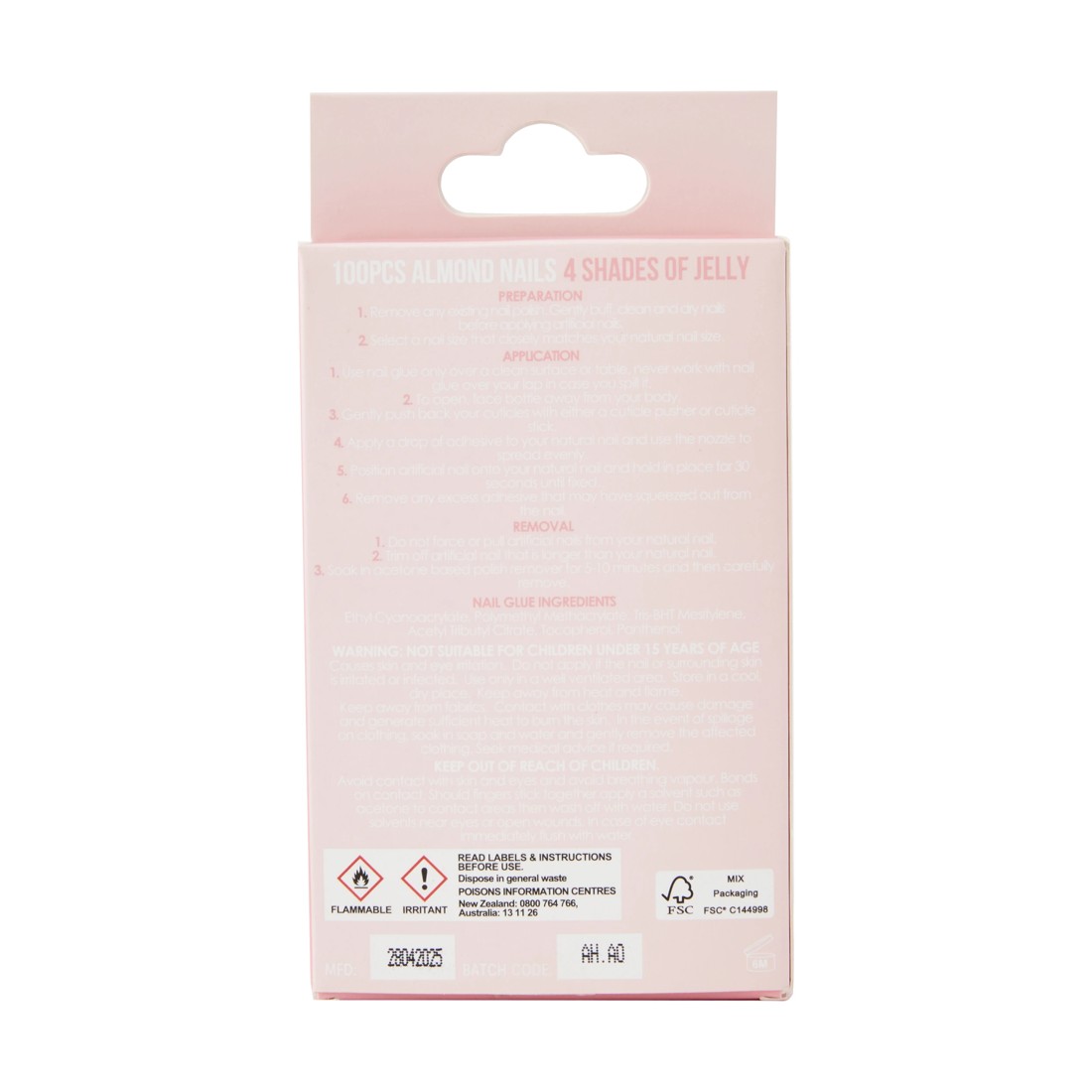 4 OXX Cosmetics 100 Pack Artificial Nails with Adhesive - Almond Shape, Jelly, 4 of 4