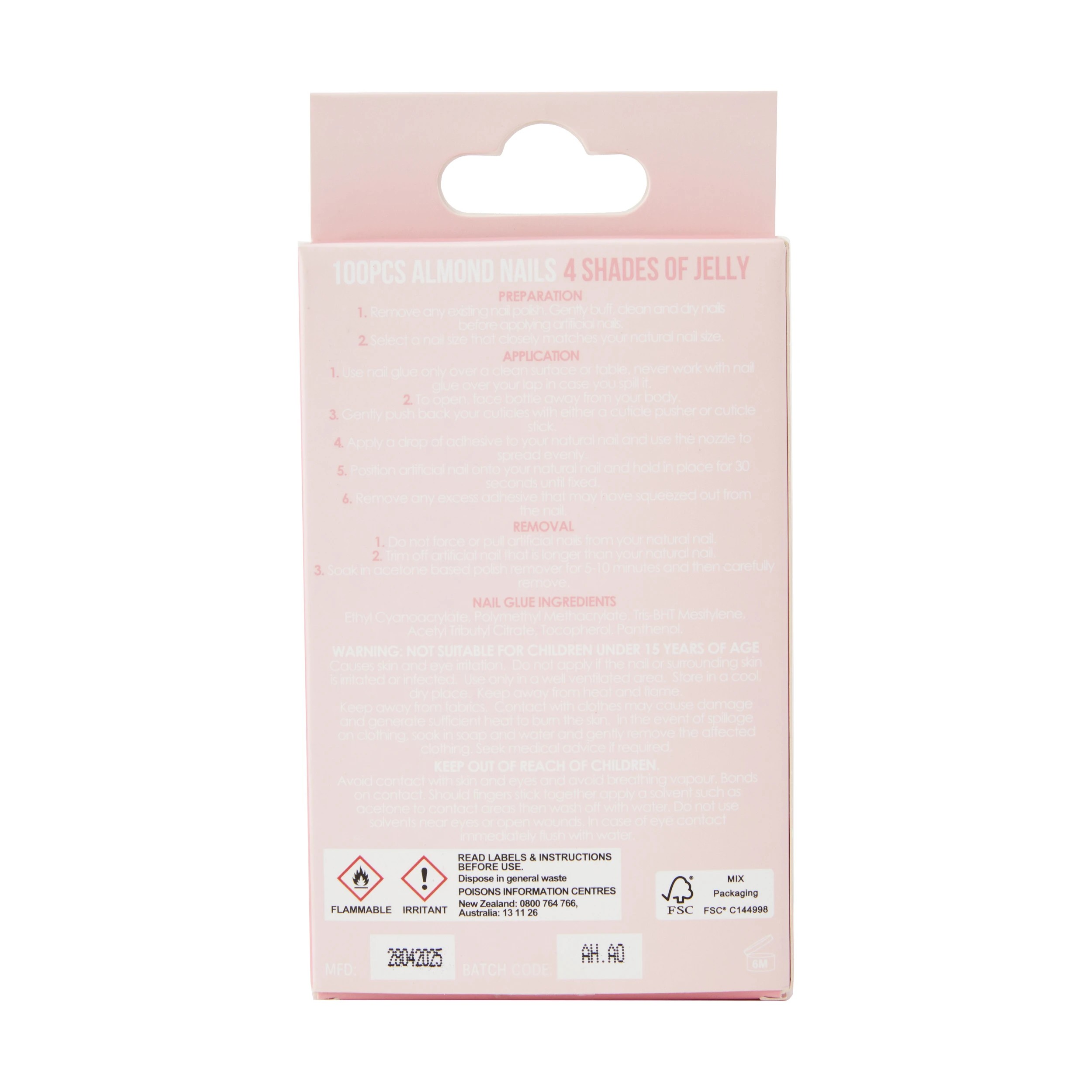 4 OXX Cosmetics 100 Pack Artificial Nails with Adhesive - Almond Shape, Jelly, 4 of 4