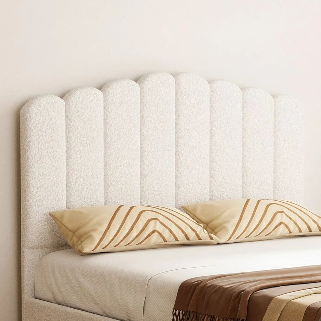 5 Artiss Bed Frame Double Size Boucle FION - White, 5 of 5