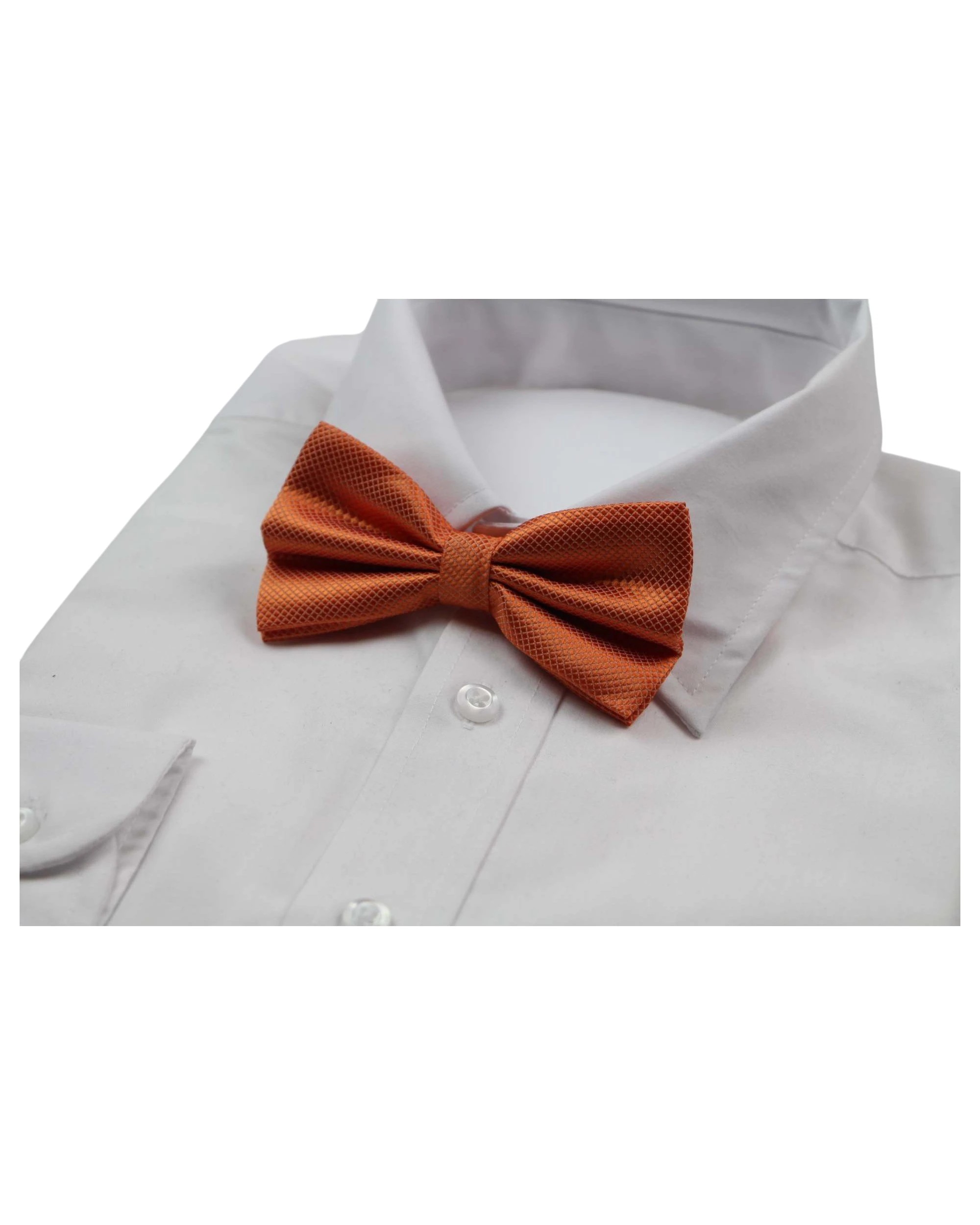 1 Zasel Mens Orange Plain Coloured Checkered Bow Tie, 1 of 3