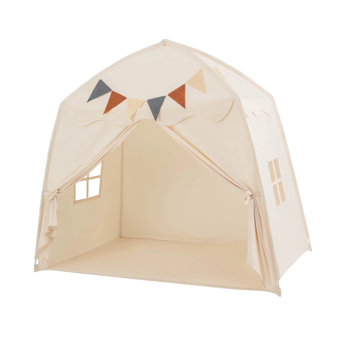 1 Costway Kids Teepee Playhouse Play Tent w/Lights & USB - Beige, 1 of 4