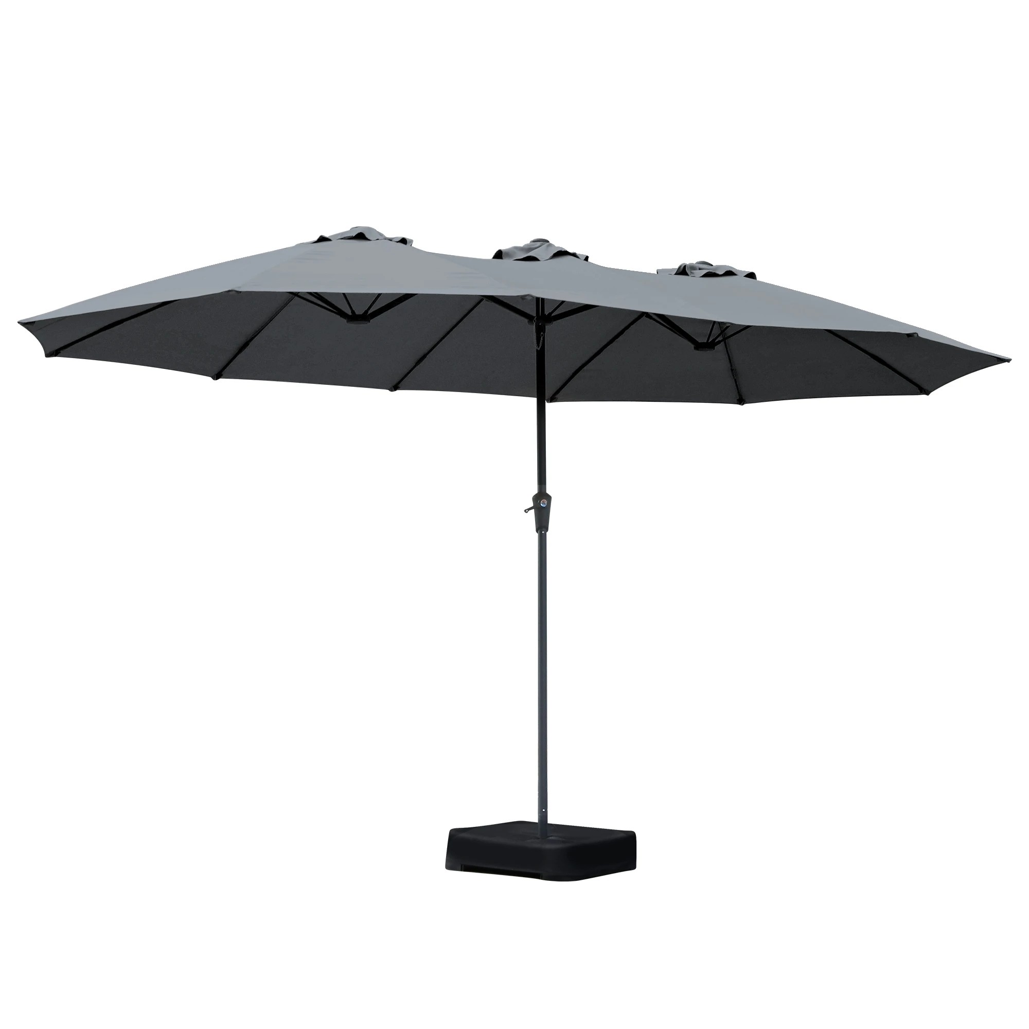 1 Centra 4x2M Outdoor Double Large Patio Umbrella with Base - Grey, 1 of 9
