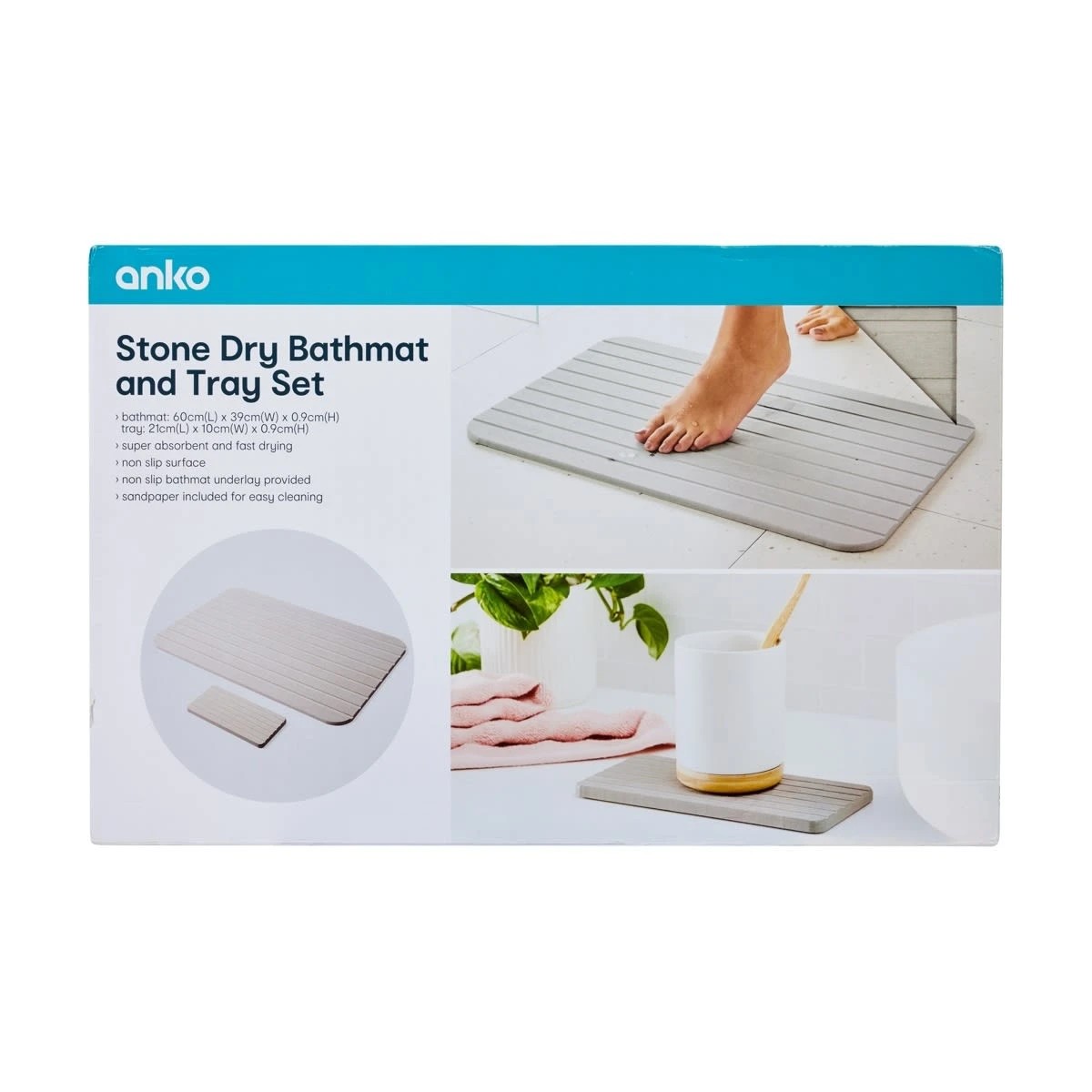 10 Stone Dry Bath Mat and Tray Set, 10 of 10