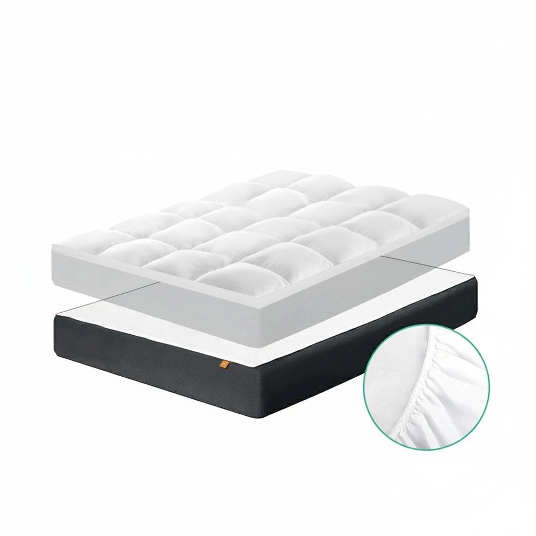 6 Giselle Bedding Pillowtop Mattress Topper 5cm Thick Pad for Back Pain Relief Washable Underlay Protector - White, 6 of 8