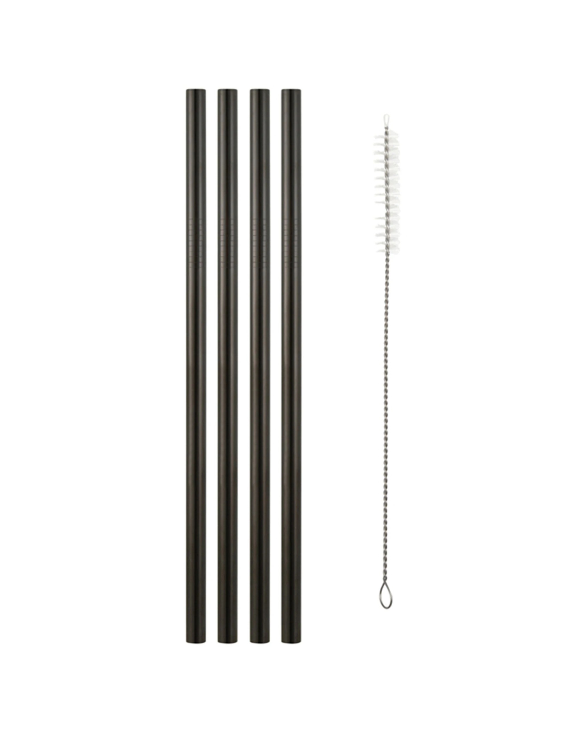 1 Maxwell & Williams 4pc Cocktail Reusable Stainless Steel Straws With Brush
 - Black, 1 of 3