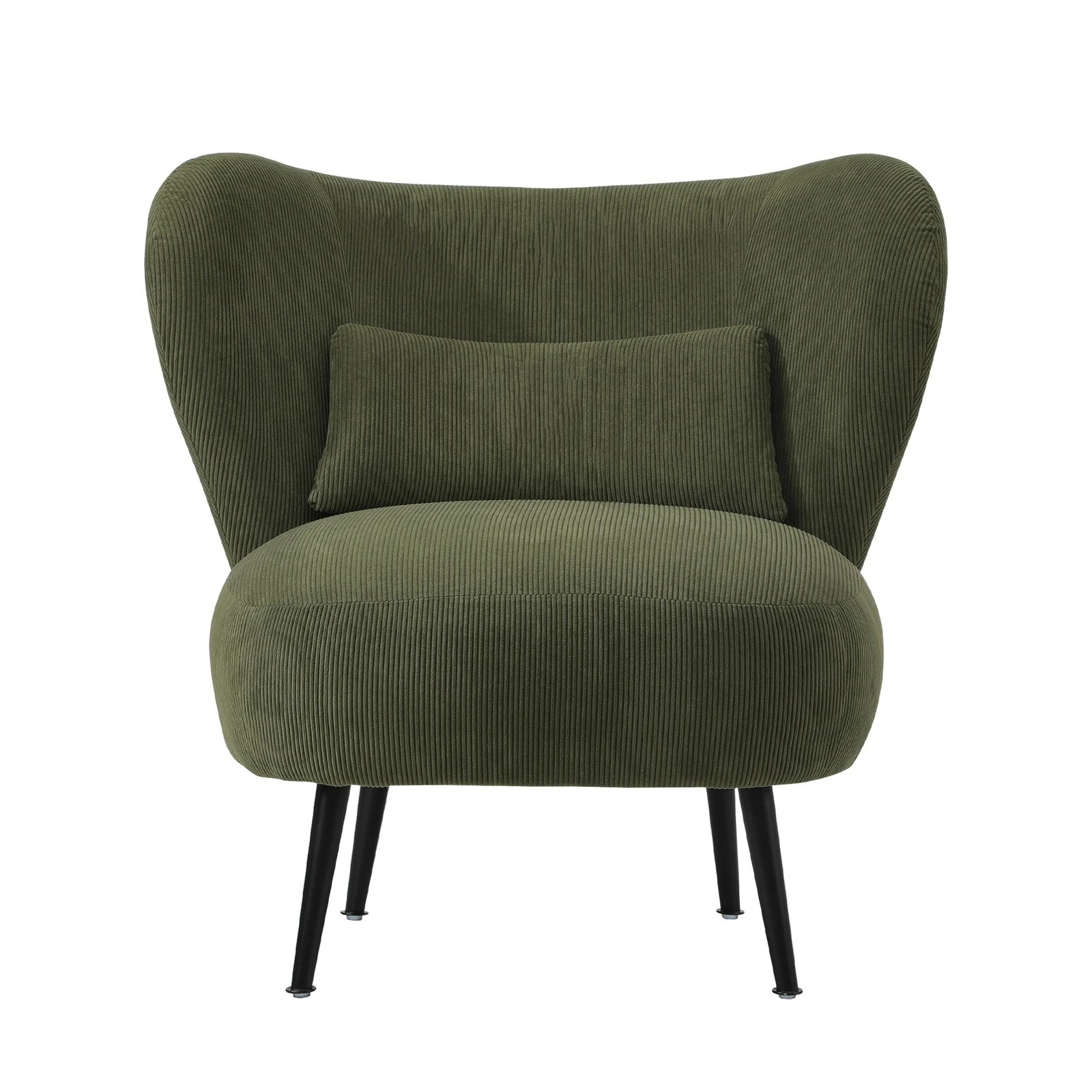 7 Oikiture Armchair Lounge Chair With Lumbar Pillow Wingback Velvet
 - Green, 7 of 10