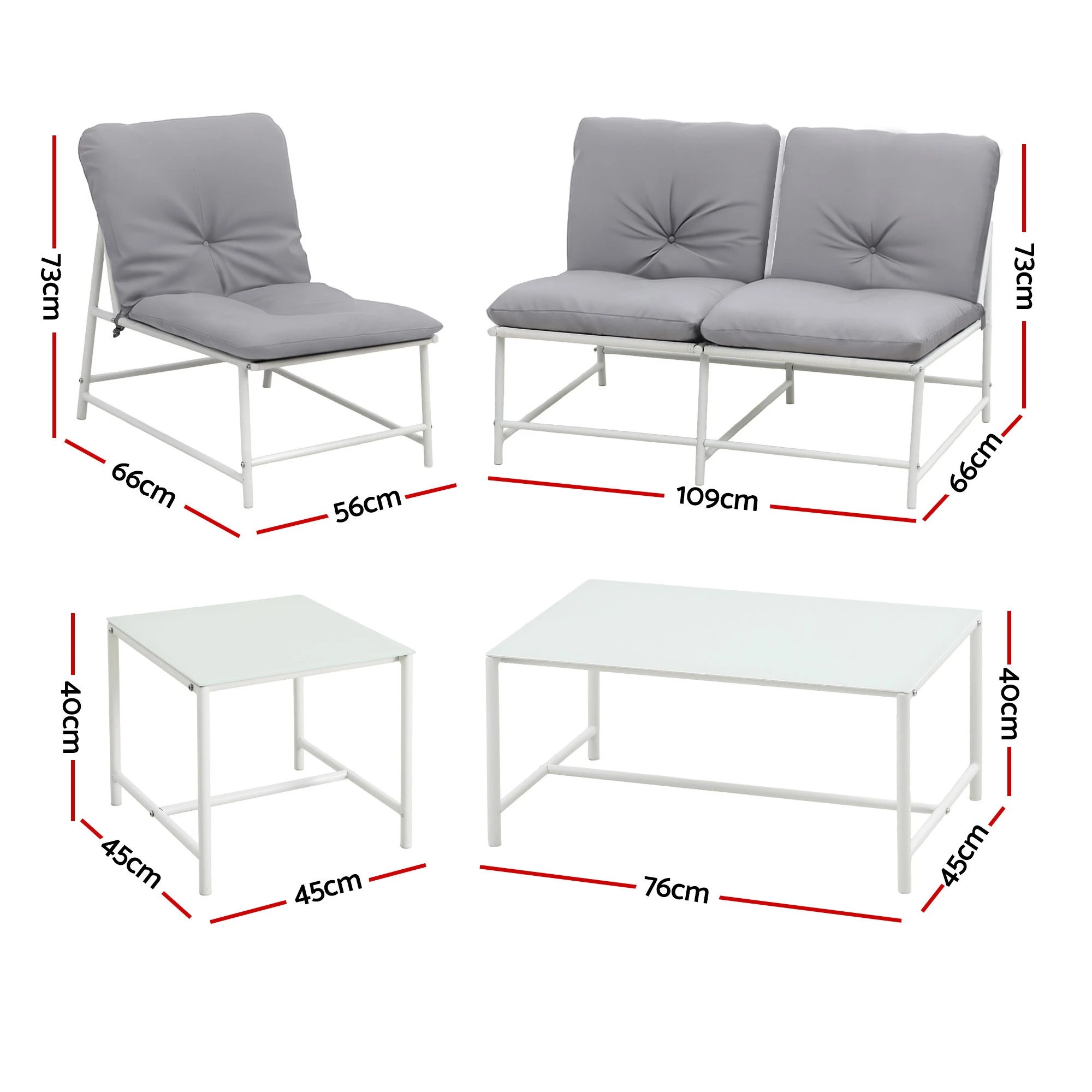 2 Gardeon 5-Piece Outdoor Sofa Set with Cushions Coffee Table and Lounge Chair Set Patio Furniture - White, 2 of 8