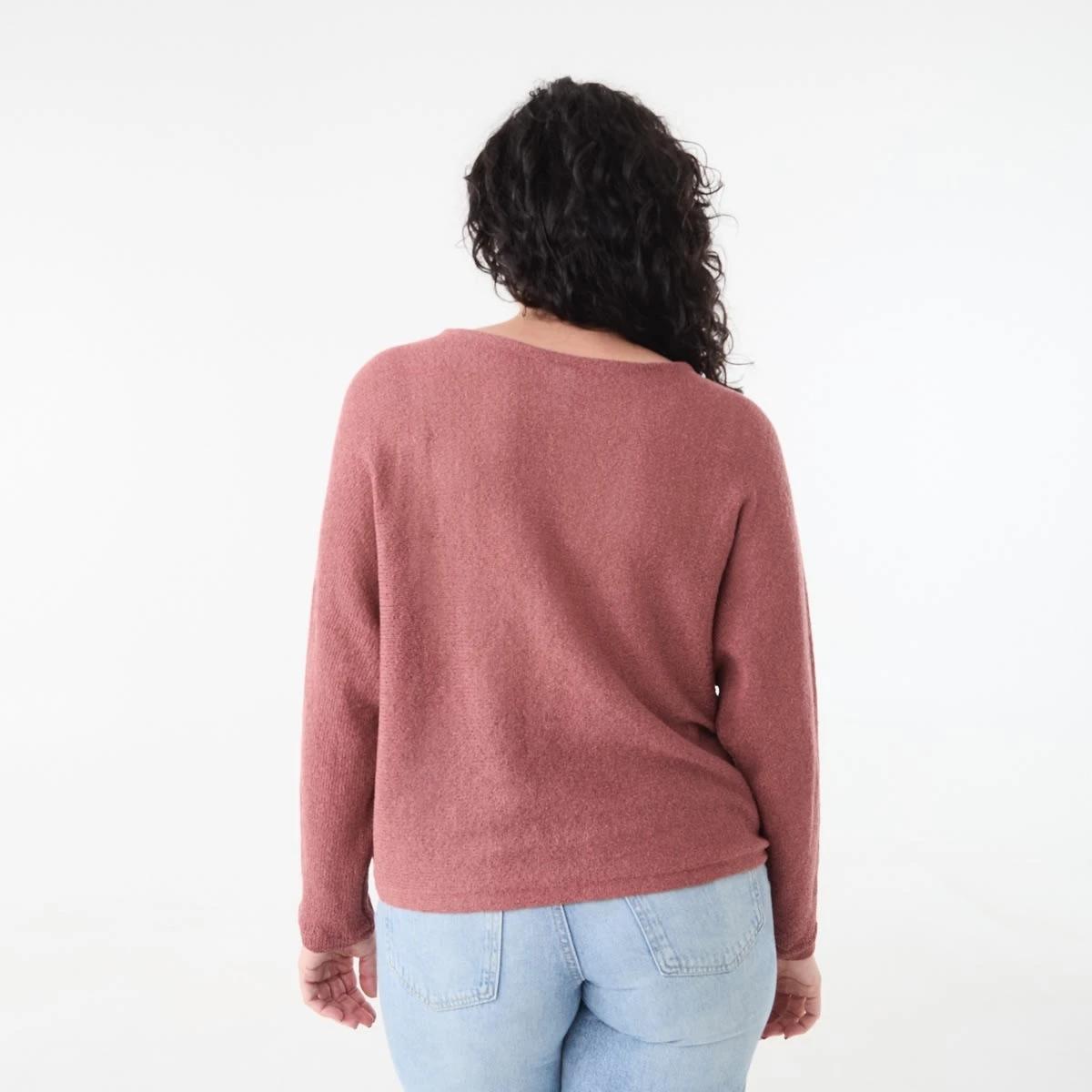 3 Open Knit Batwing Sleeve Jumper Dried Red, 3 of 5
