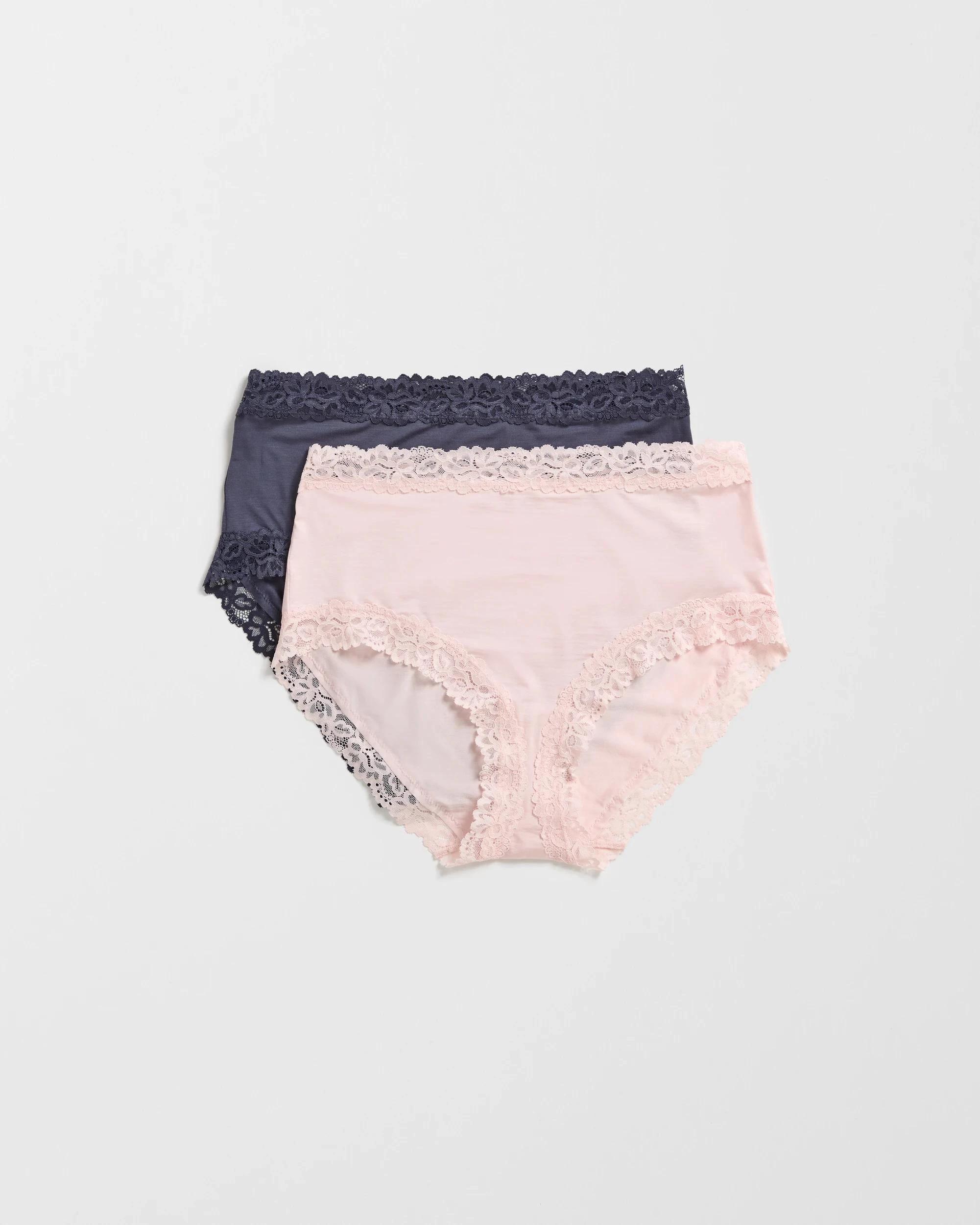 1 Target Woman Womens Modal and Lace Full Briefs 2 Pack GRAPHITE/POTPOURI, 1 of 4