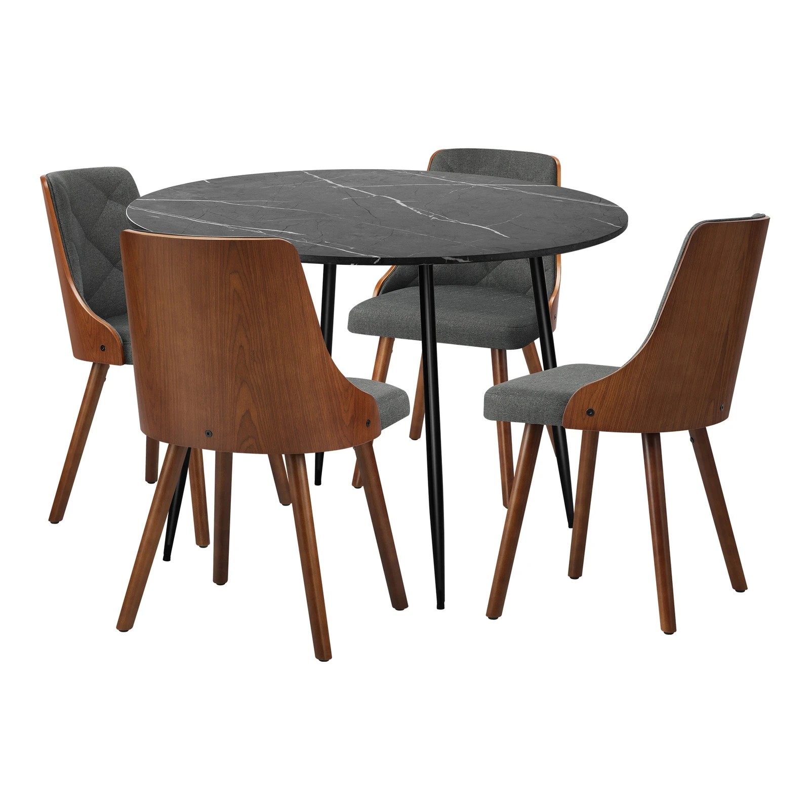 8 Oikiture 110cm Round Dining Table with 4PCS Dining Chairs Faux Linen - Grey, 8 of 9