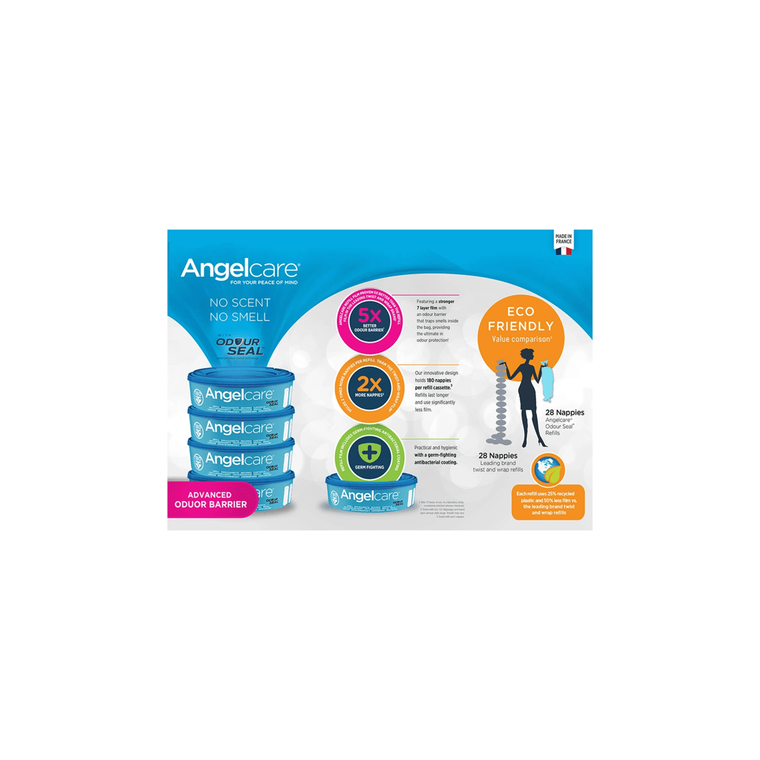 4 Angelcare 4pk Baby Nappy Diaper Disposal Cassette Refills
 - Blue, 4 of 9