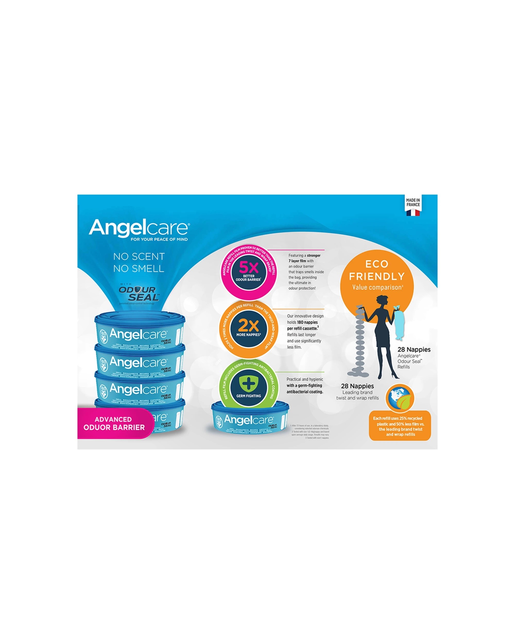 4 Angelcare 4pk Baby Nappy Diaper Disposal Cassette Refills
 - Blue, 4 of 9