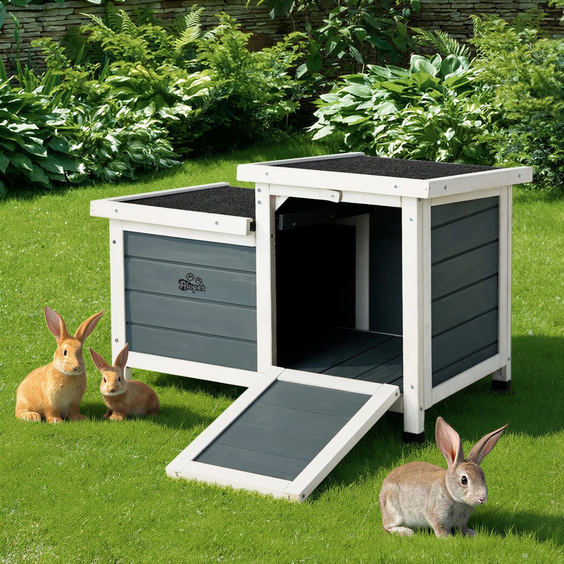 3 Alopet Outdoor Rabbit Hutch Wooden Cage Chicken Coop House Enclosure - Multi, 3 of 10