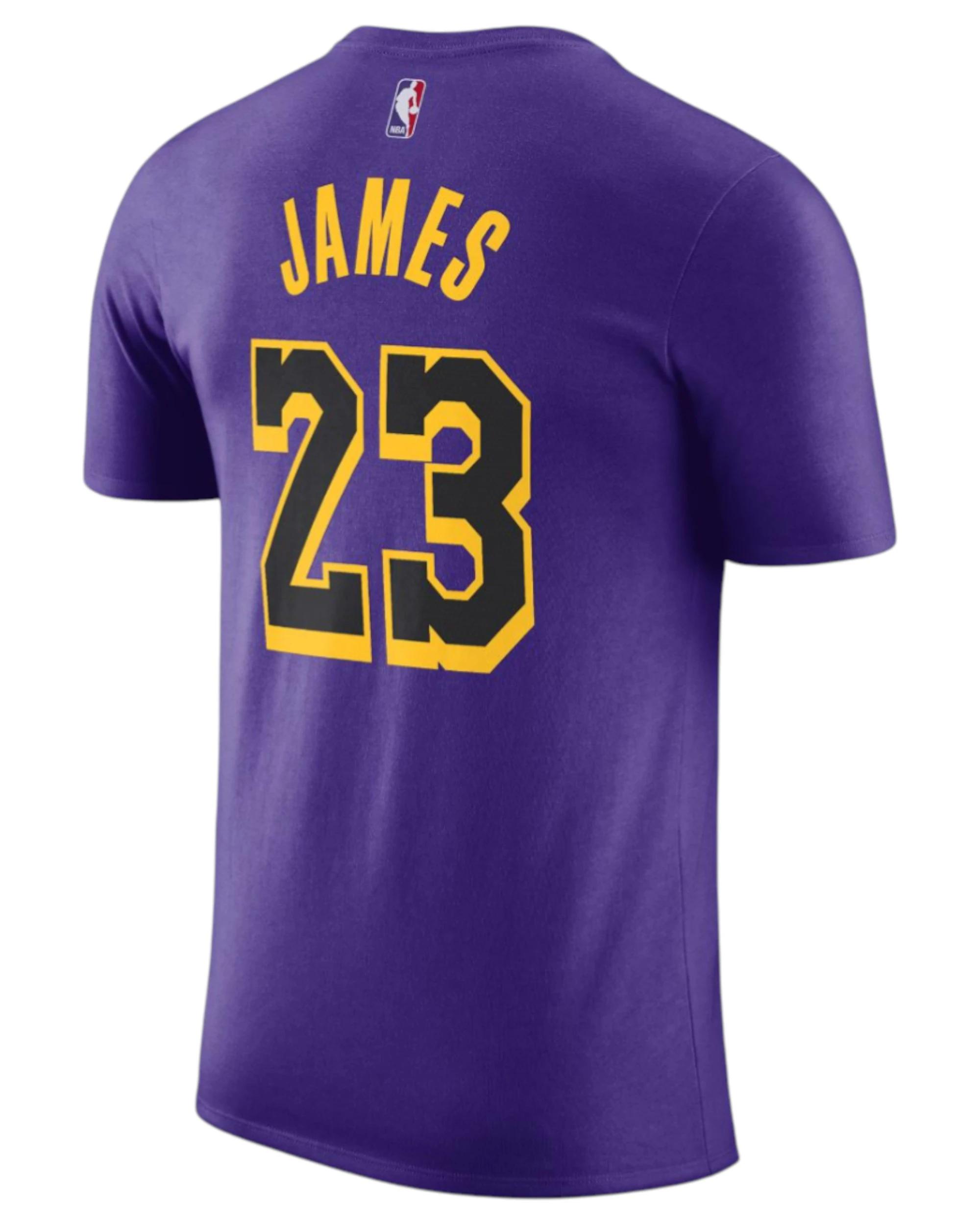 7 Nike Mens Air Jordan NBA Lebron James Lakers Purple Statement Jersey T-Shirt PURPLE, 7 of 7