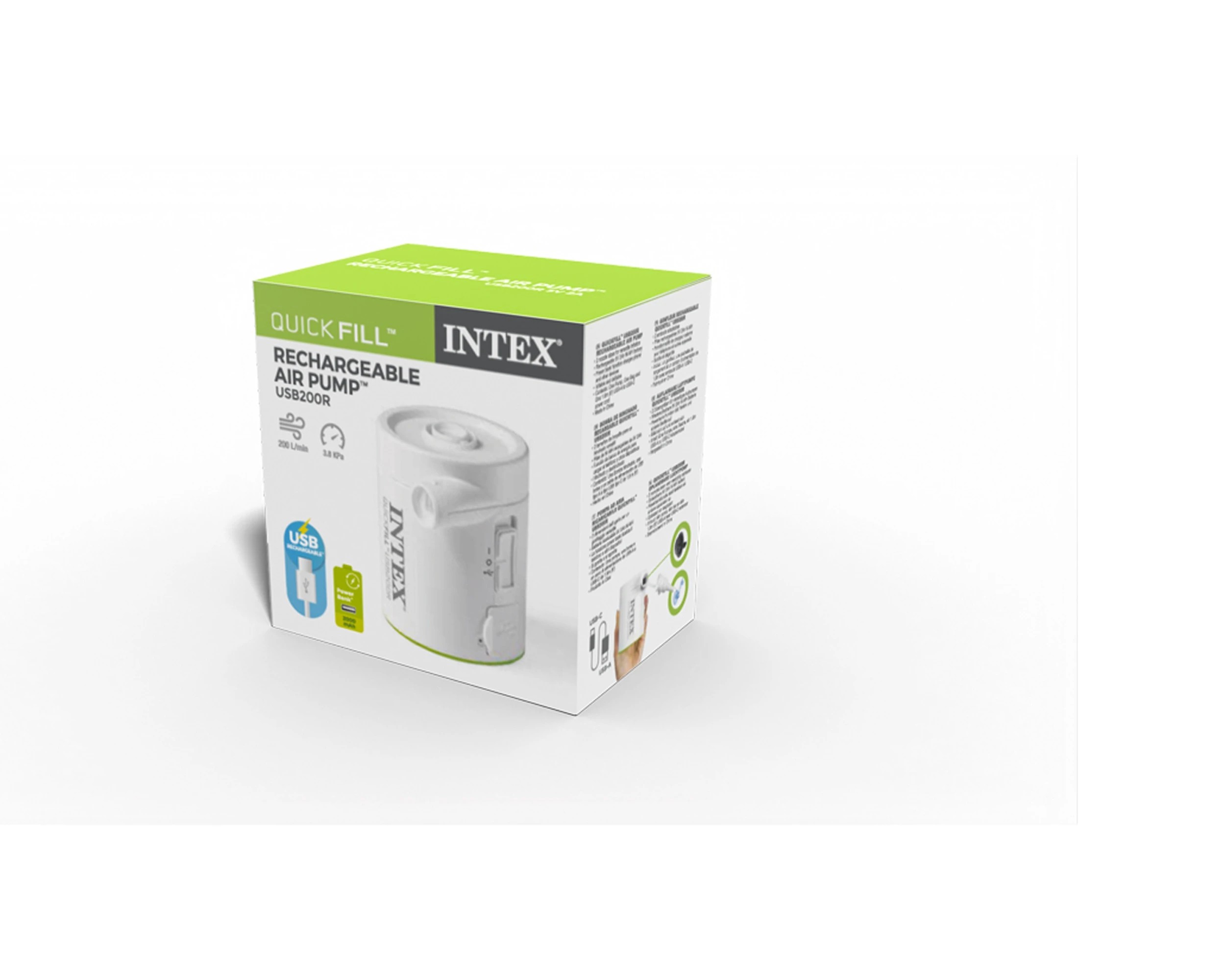 1 INTEX Quickfill Electric USB Powered Portable Mini Air Pump Power Bank - White, 1 of 6