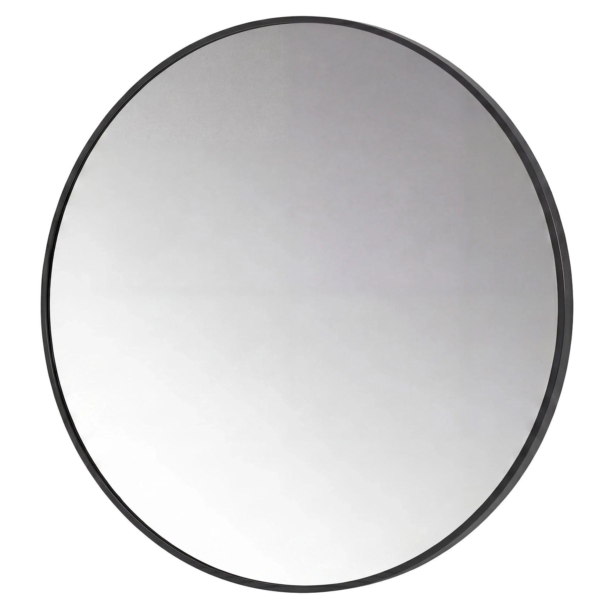 1 Yezi Wall Mirror Aluminum Frame Round Mirror 60cm HD Clear Bathroom Black, 1 of 5