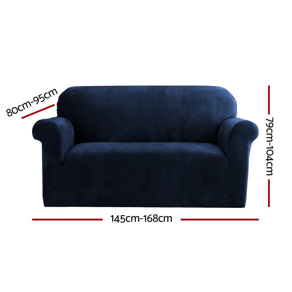 2 Artiss Sofa Cover Couch Covers 2 Seater Velvet Sapphire - Blue, 2 of 5