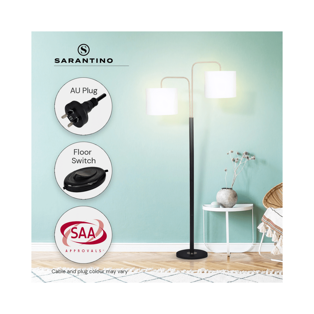5 Sarantino Black Metal Task Floor Lamp, 5 of 7