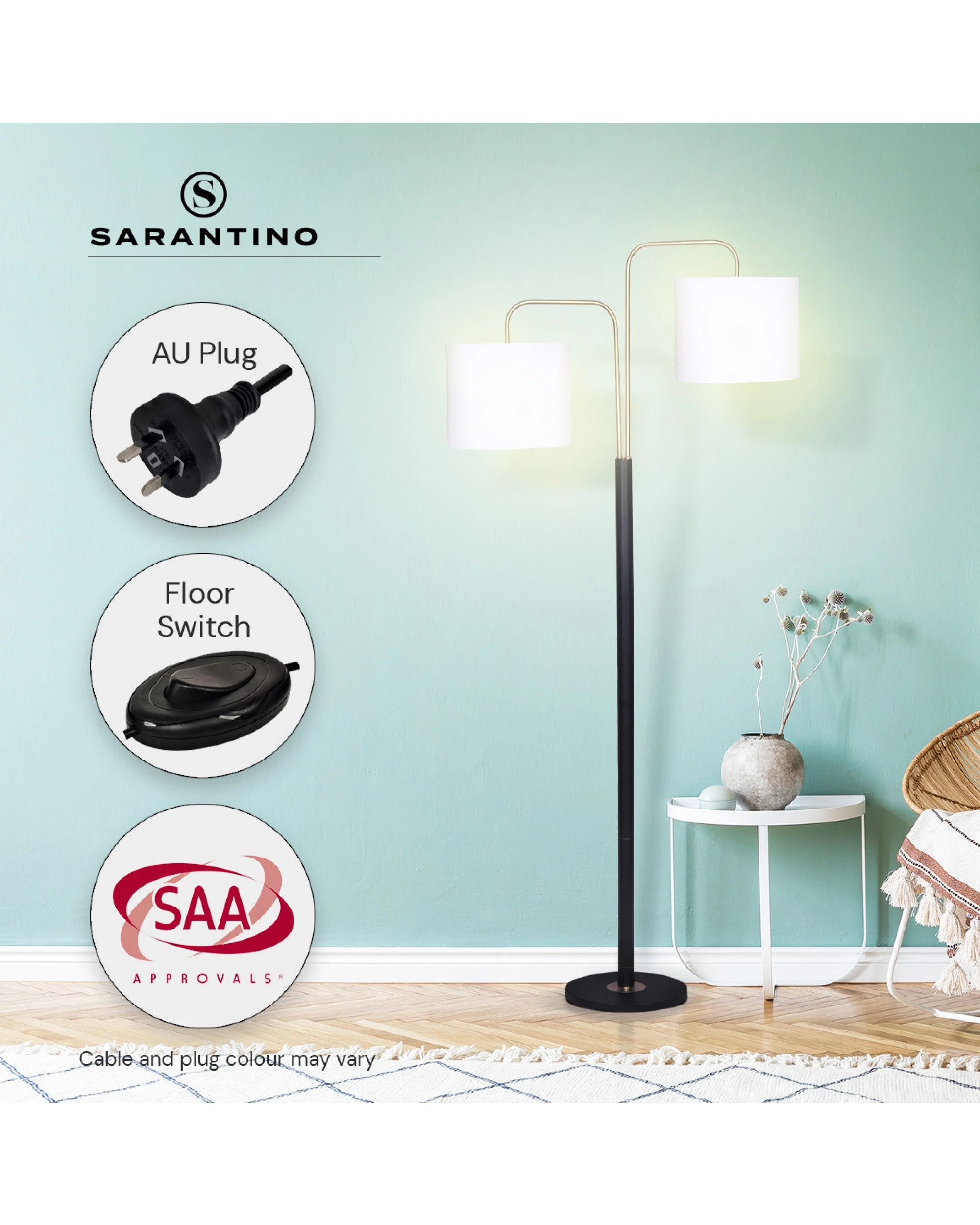 5 Sarantino Black Metal Task Floor Lamp, 5 of 7