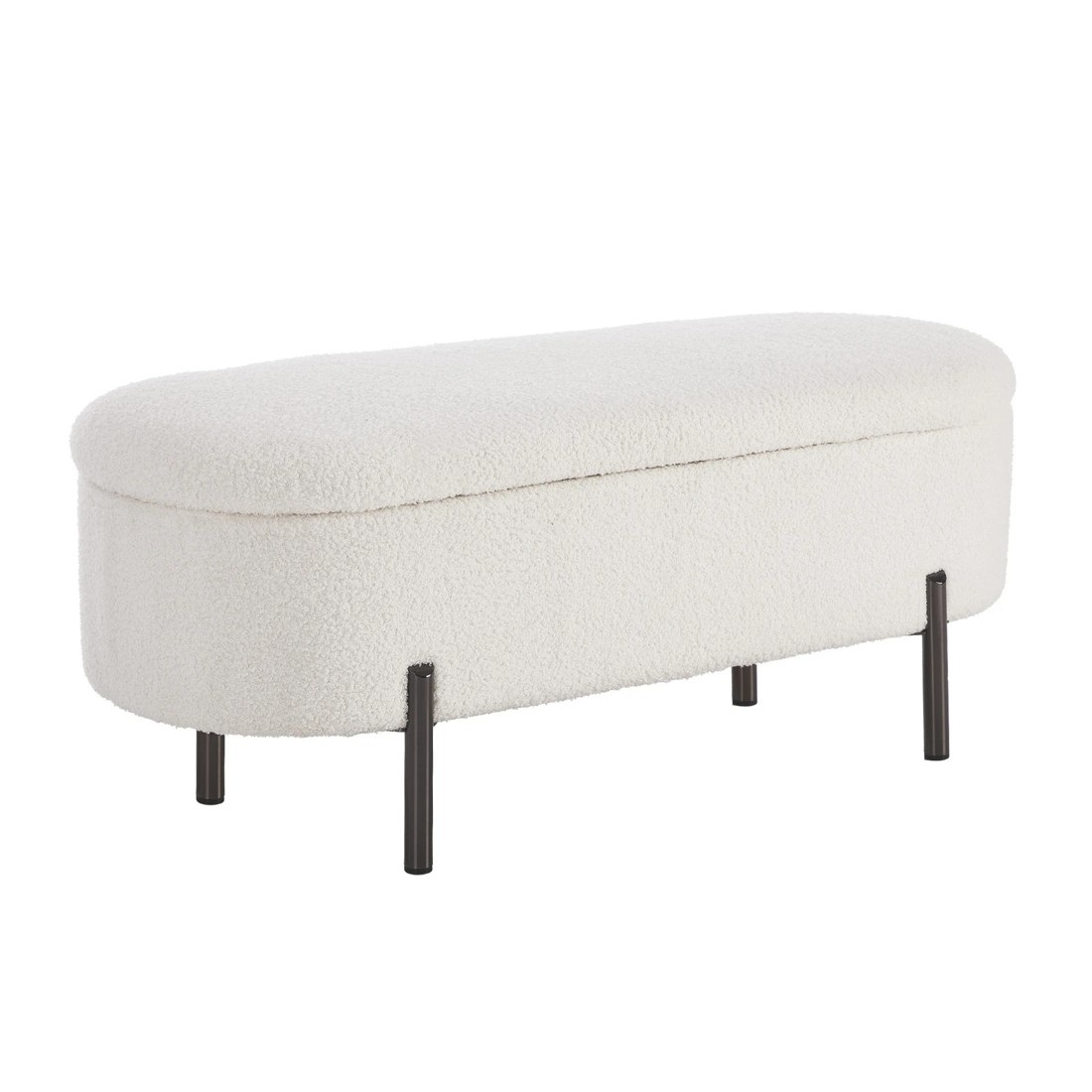 6 Oikiture Storage Ottoman Bench Oval Footstool Blanket Box Chest Toy Sherpa
 - White, 6 of 10
