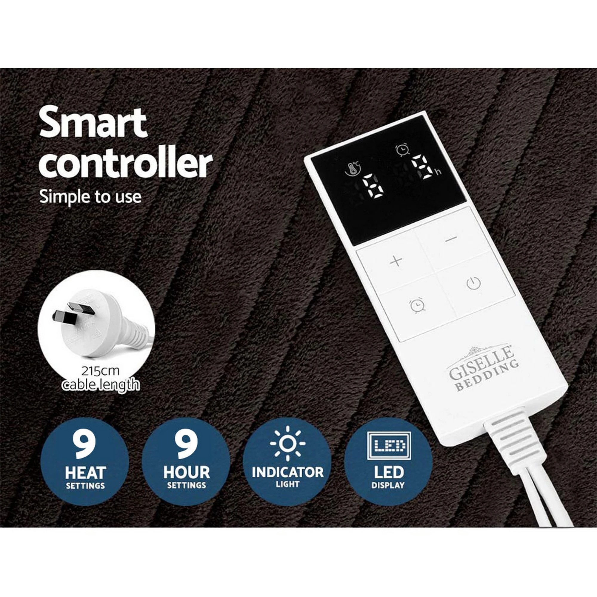 5 Giselle Electric Throw Rug Heated Blanket Fleece - Brown, 5 of 10