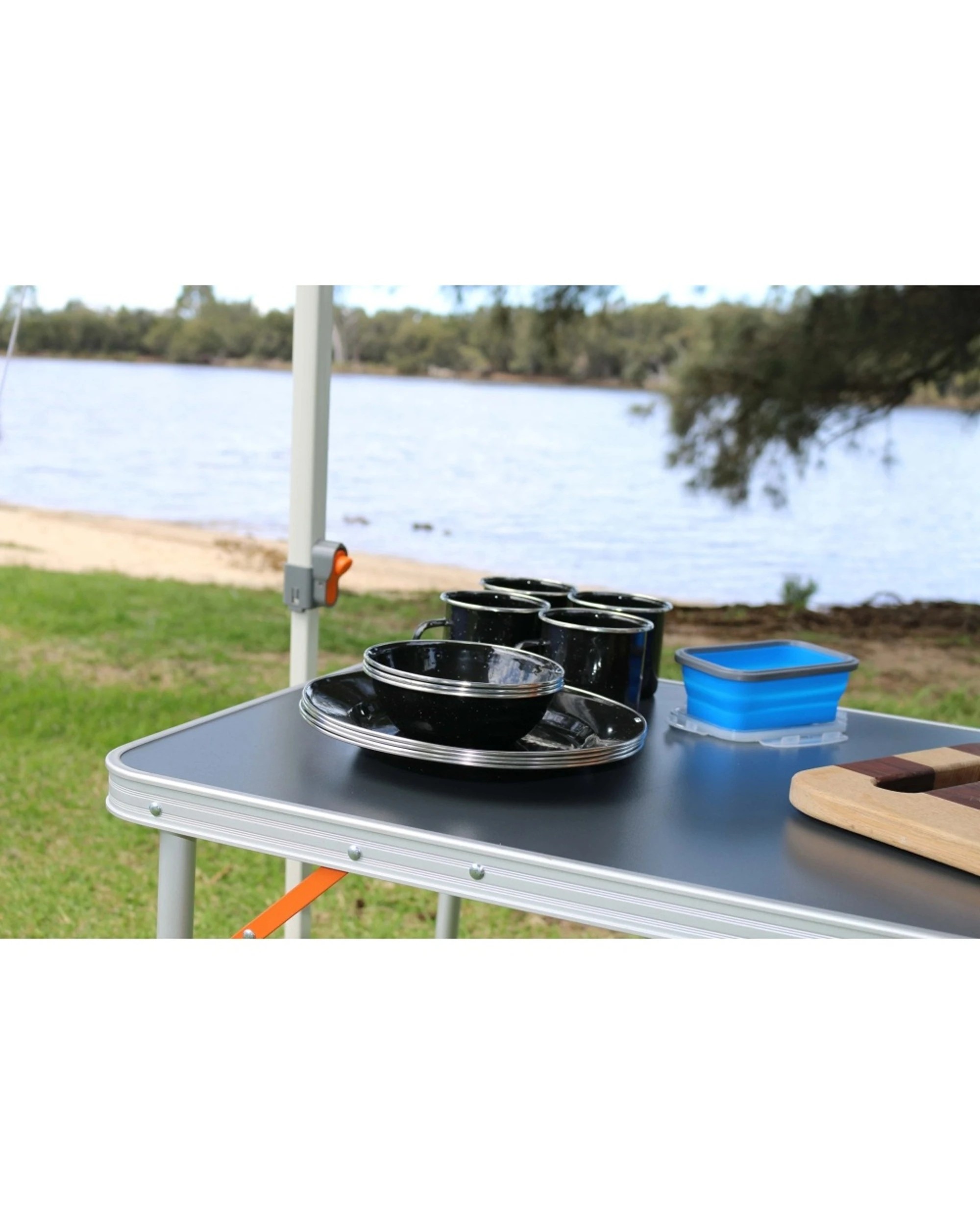 4 Wildtrak 12pc Wildtrak Premium Enamel Camping Dinner Set Mugs Bowls Plates - Black, 4 of 4