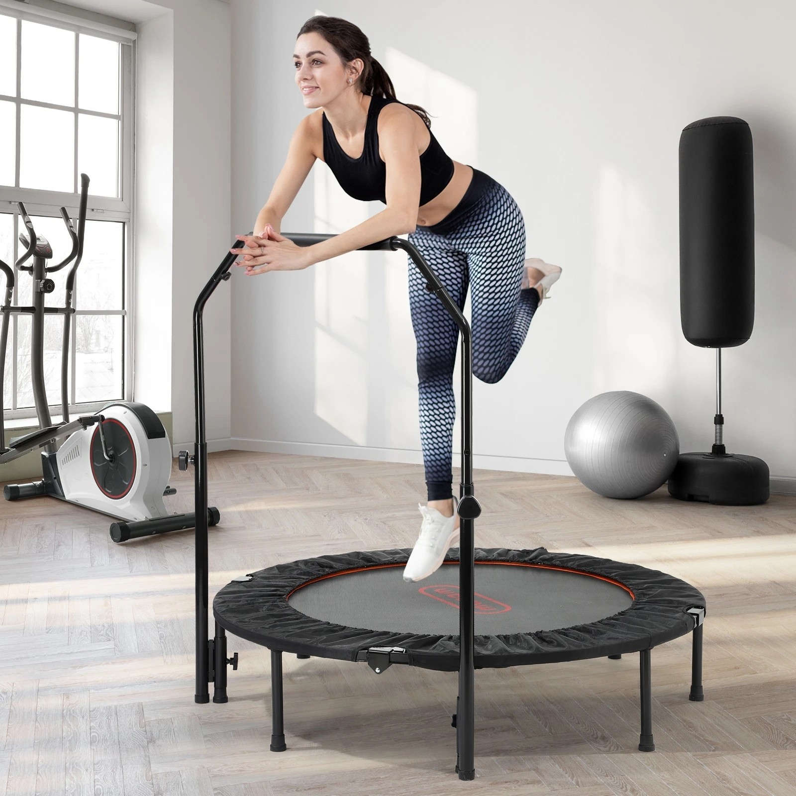 10 Mazam 48" Trampoline Round Fitness Rebounder Handrail Jumping Exercise Home Gym
 - Multi, 10 of 10