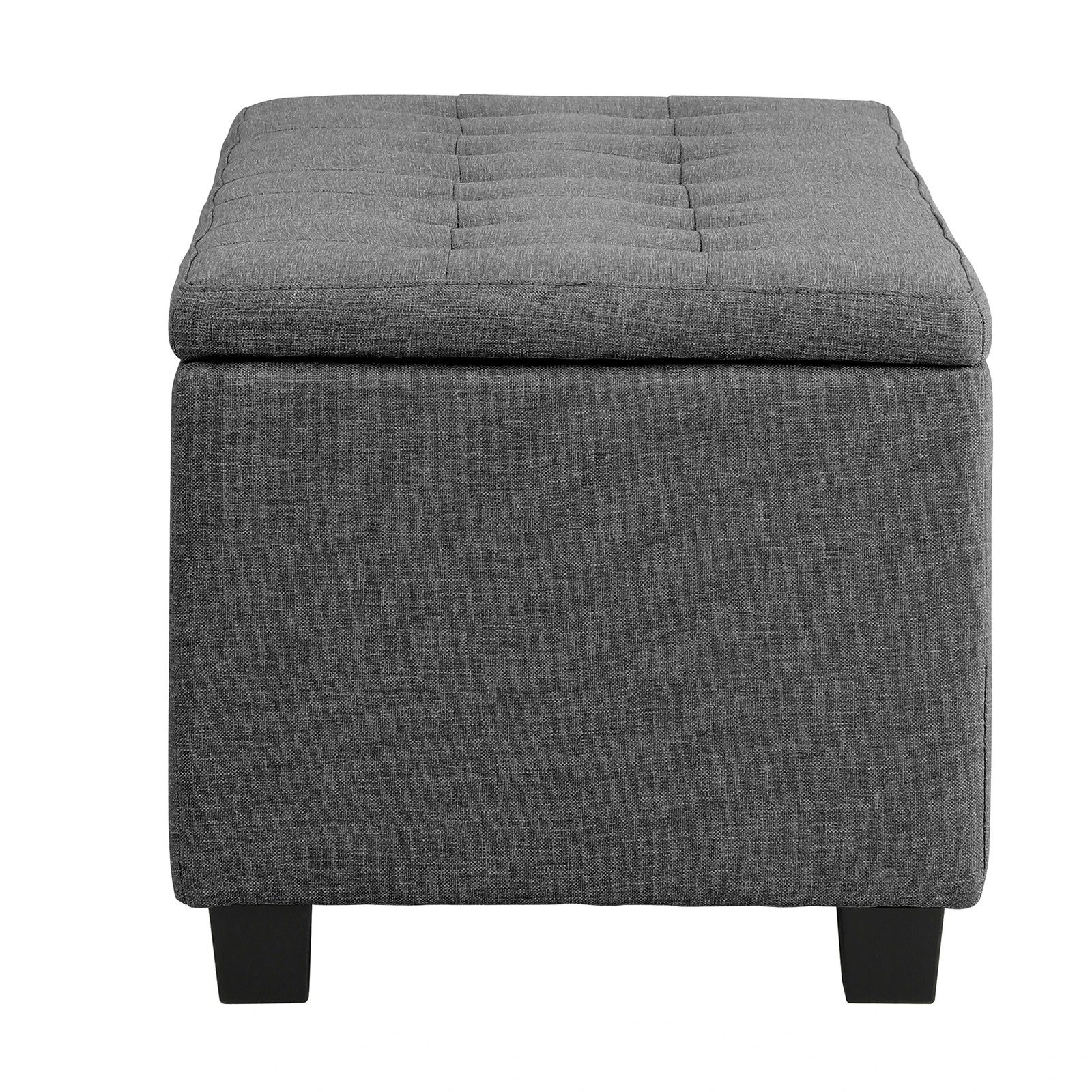 5 Oikiture Storage Ottoman Blanket Box Faux Linen Chest Toy Foot Stool
 - Grey, 5 of 10