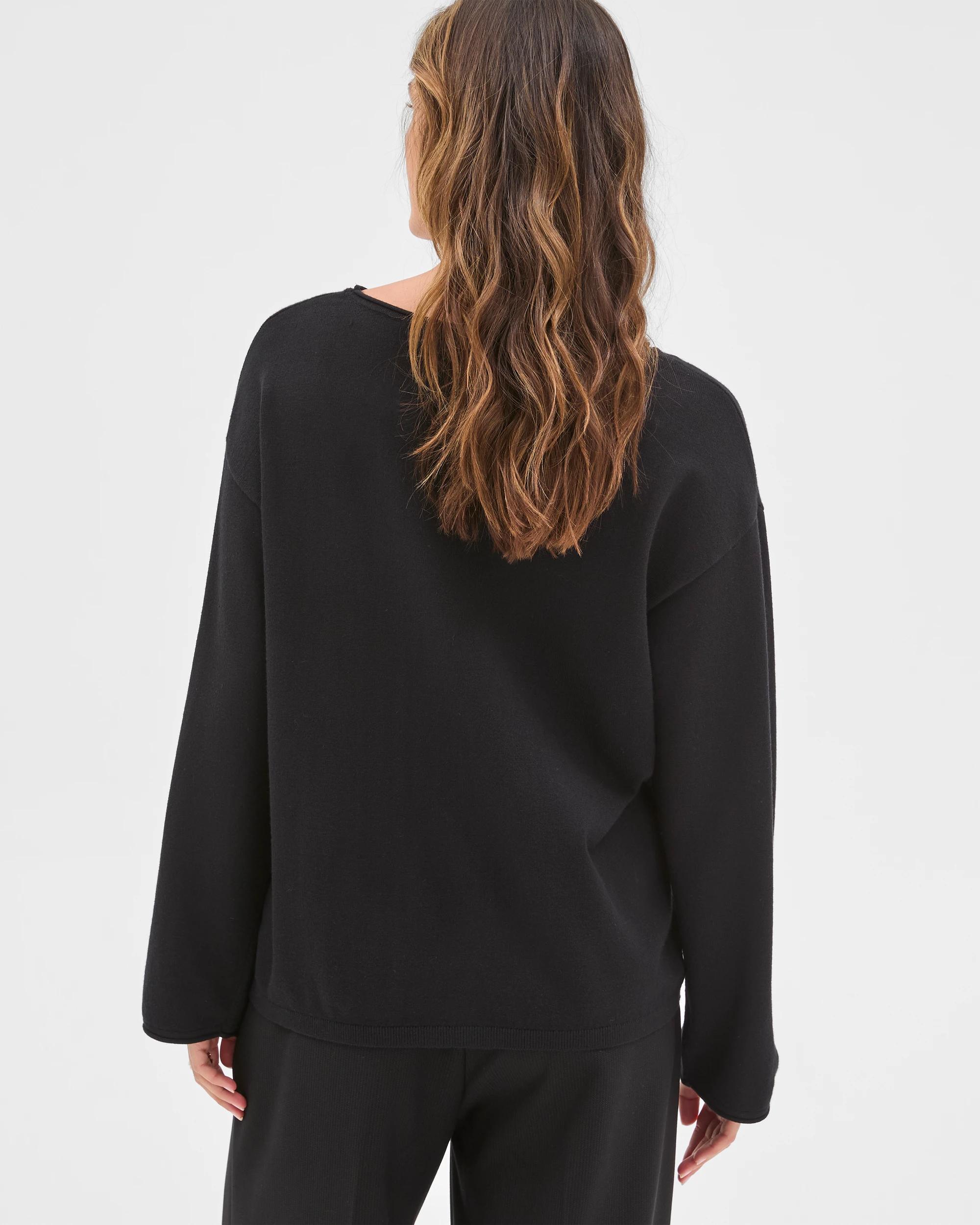6 Preview Boat Neck Wide Sleeve Knit Jumper BLACK, 6 of 6
