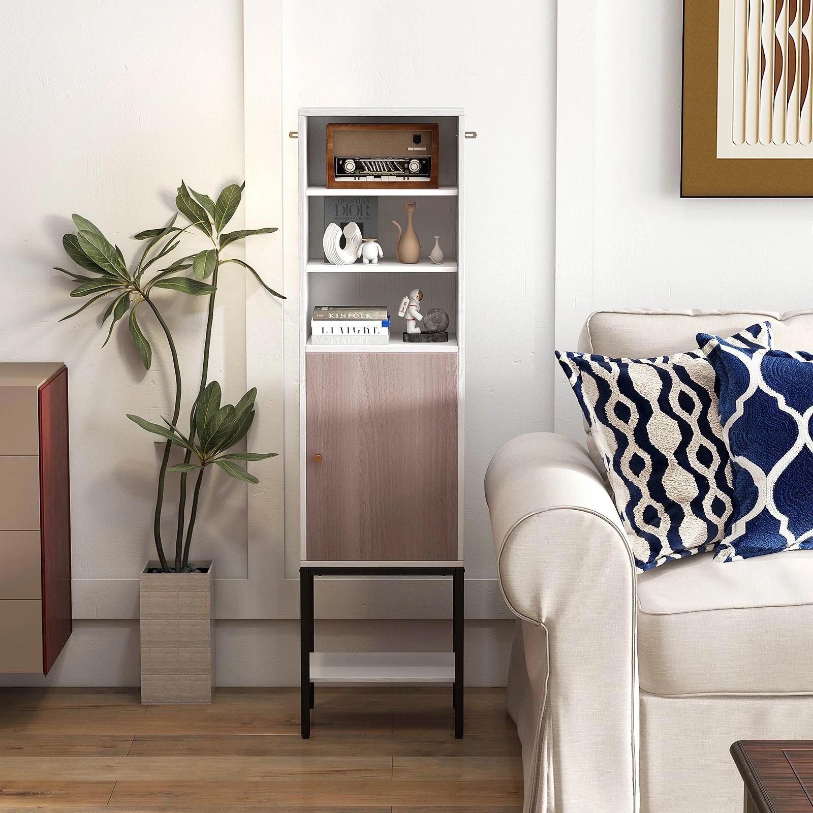 1 Costway 146cm Tall Bathroom Cabinet Slim Cupboard Storage Organizer, 1 of 2