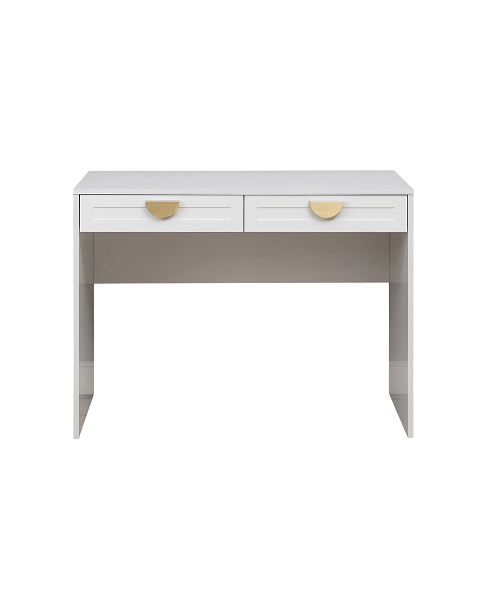 1 European Cabinetry Odessa Hamptons Front Furniture Desk Brass Half Moon Handle - White, 1 of 2