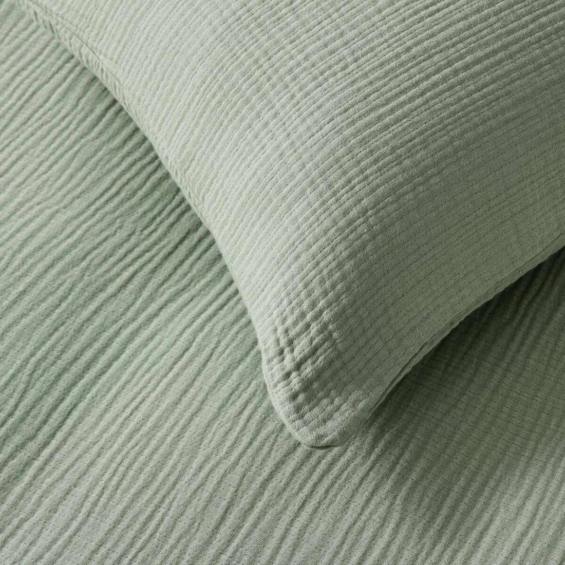 3 Muslin Cotton Quilt Cover Set - King Bed, Seagrass, 3 of 6