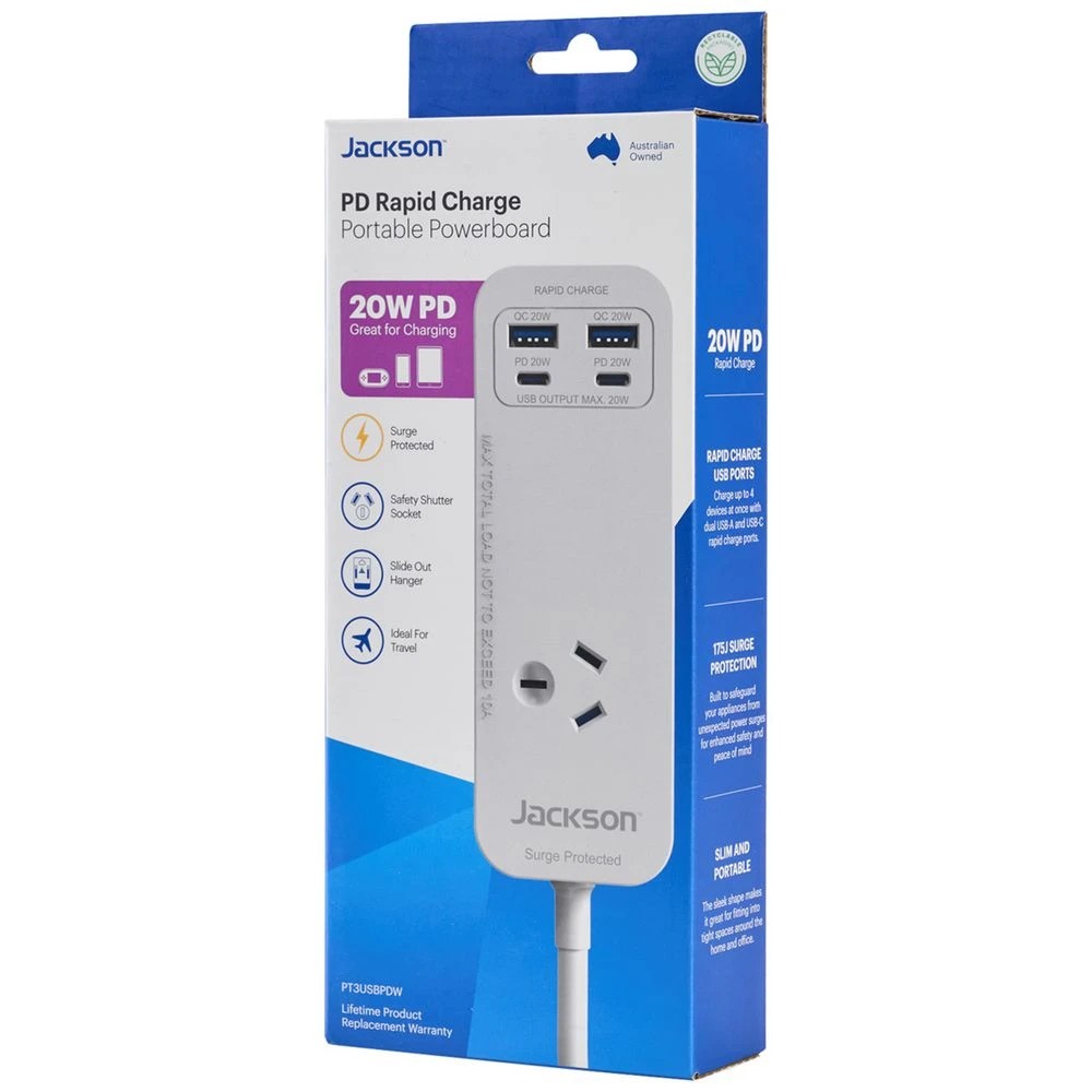 5 Jackson Rapid Charge 20W USB-C Portable Powerboard White, 5 of 5